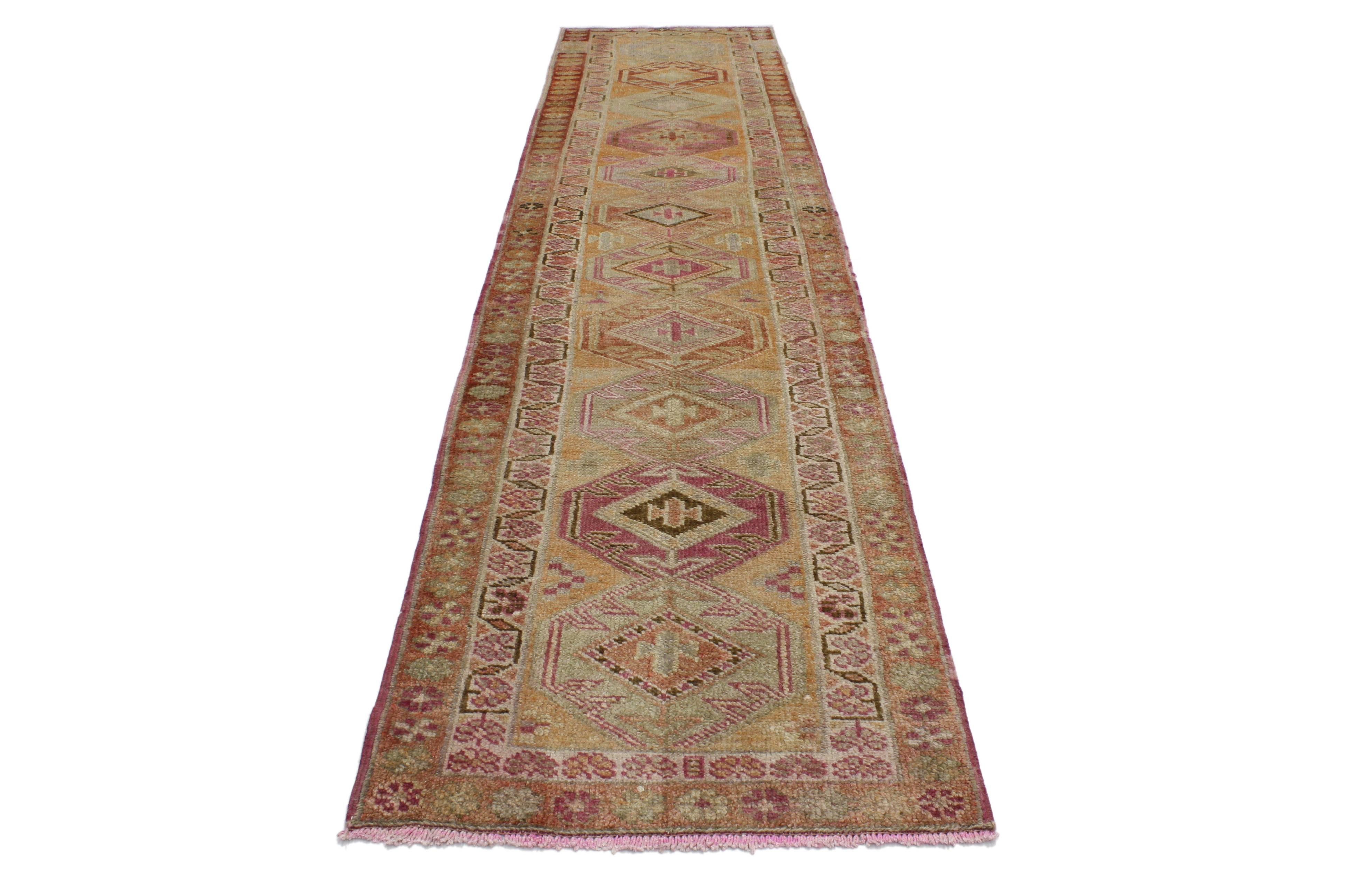 Vintage Turkish Oushak Runner with Soft Pastel Colors, Hallway Runner For Sale 5