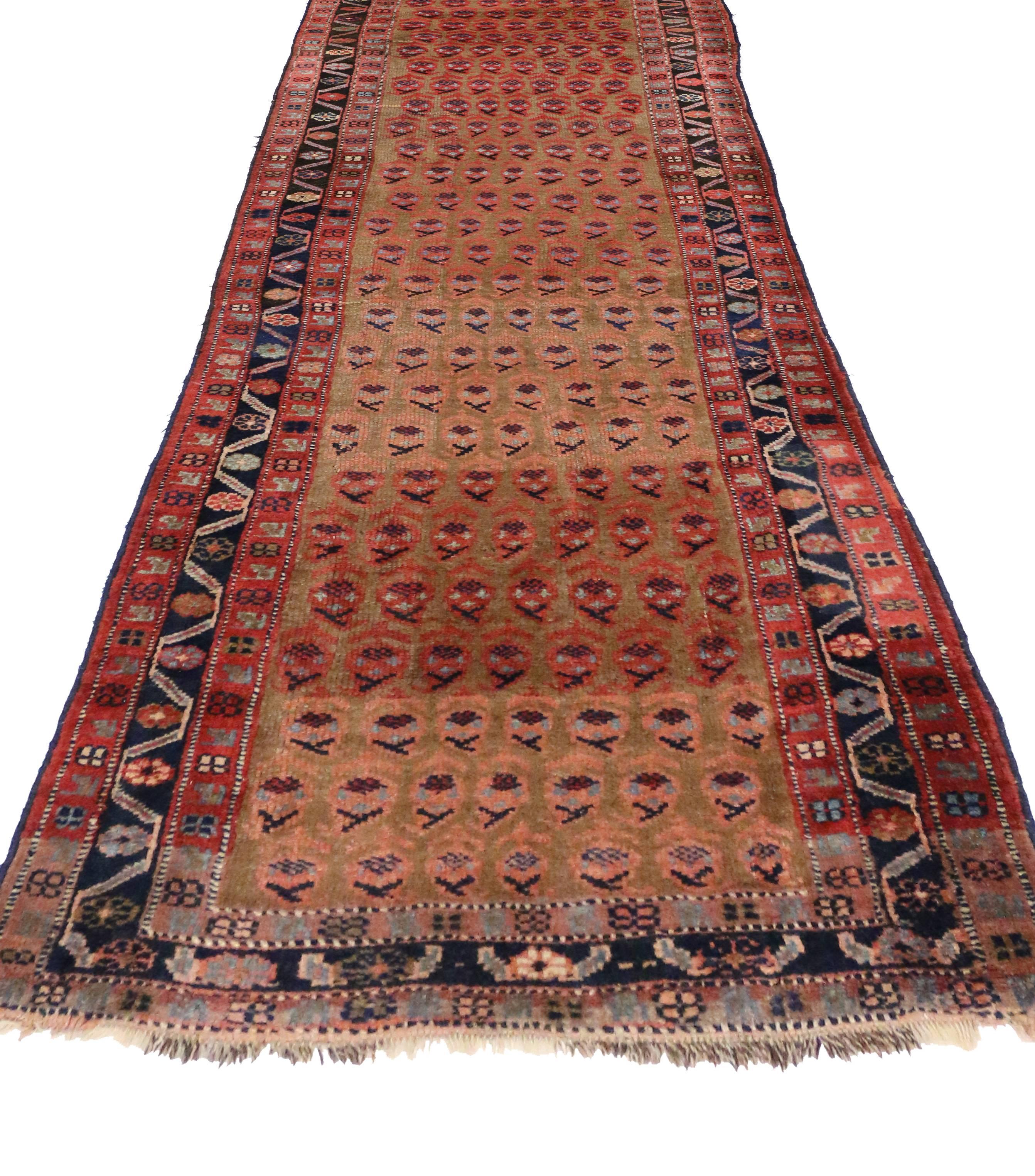 Malayer Late 19th Century Antique Persian Kurd Carpet Runner, Long Persian Runner