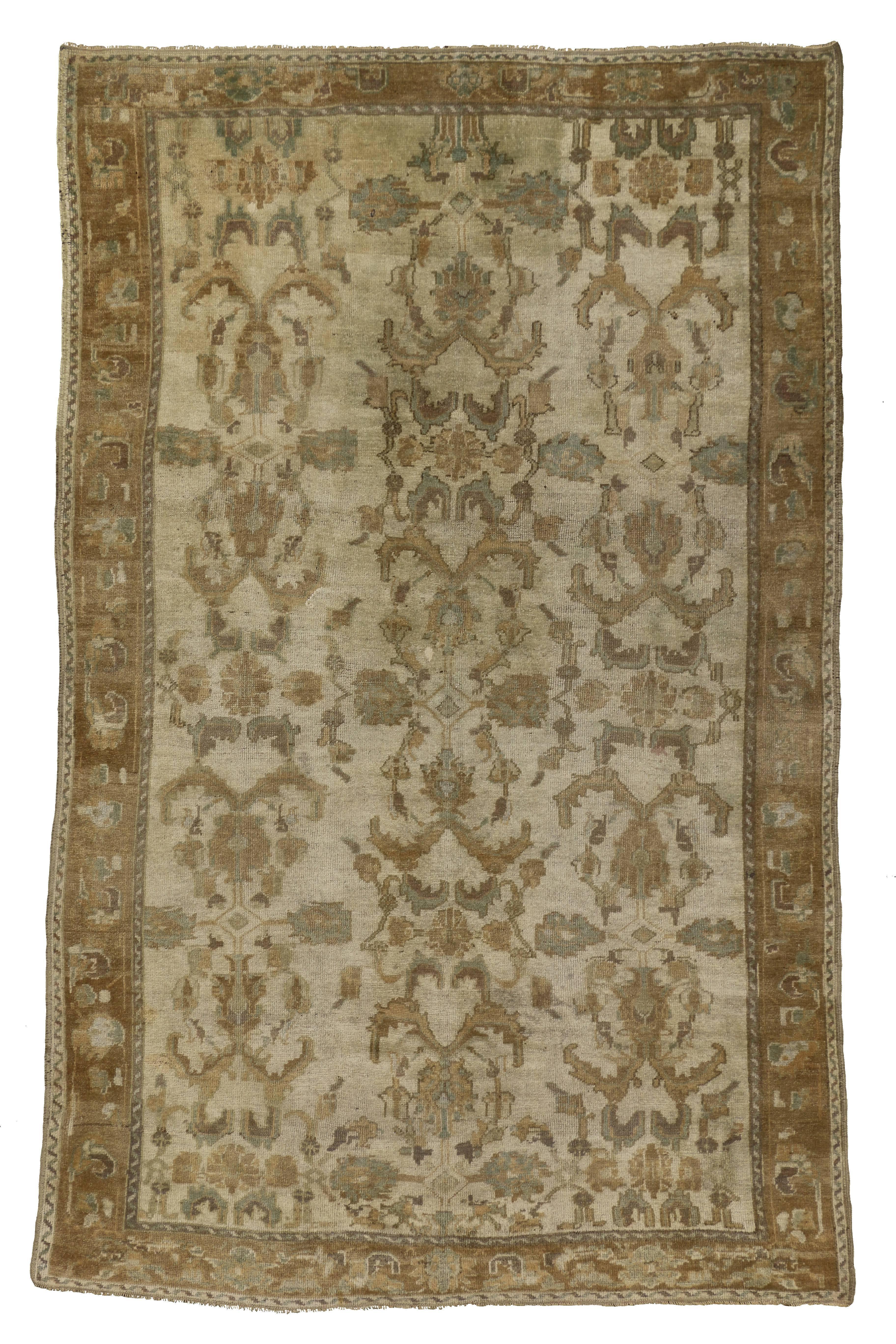 Vintage Turkish Oushak Rug with Monochromatic Mission Style and Neutral Colors For Sale 3
