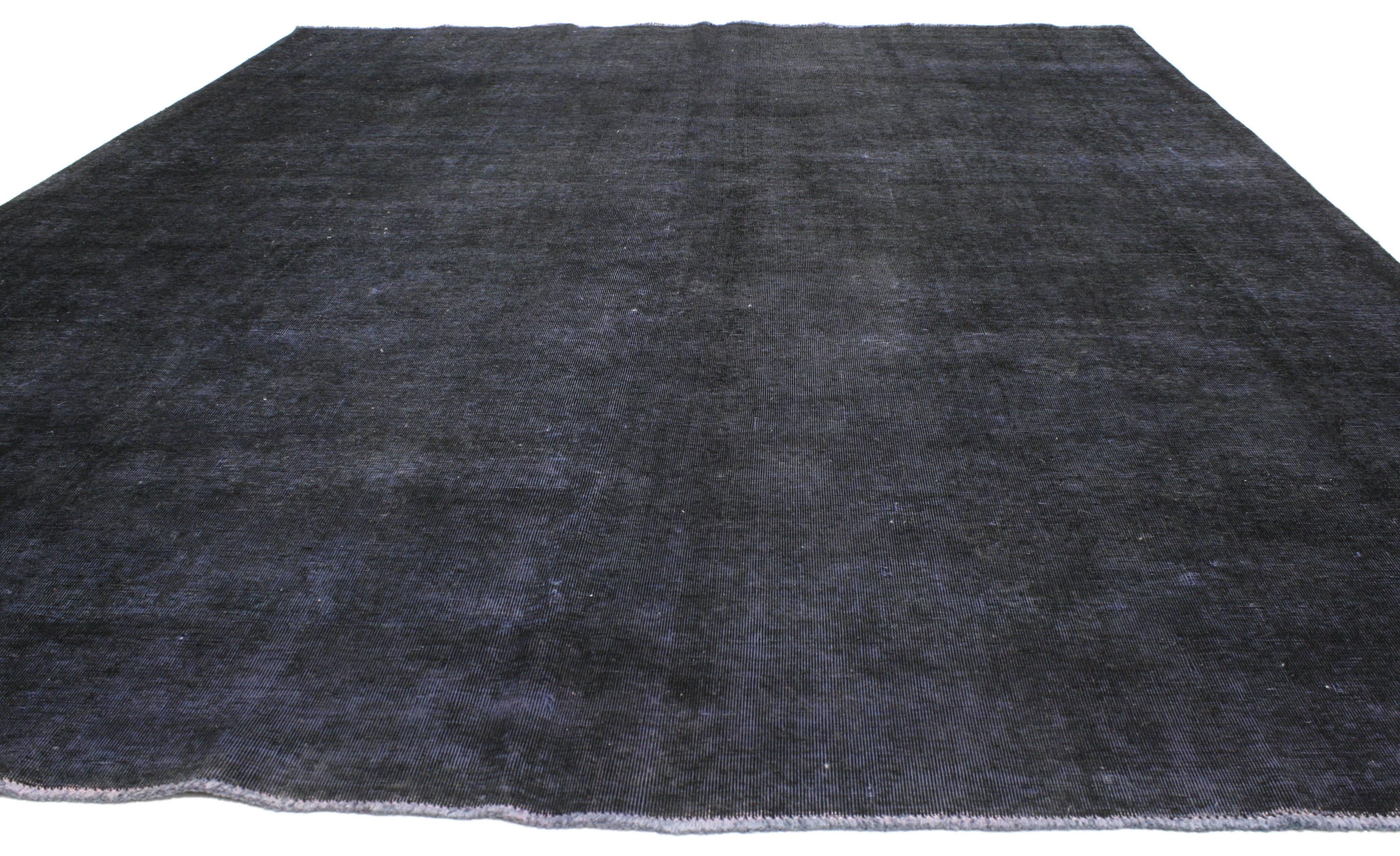 Hand-Knotted Distressed Vintage Overdyed Persian Rug with Luxe Steampunk Industrial Style