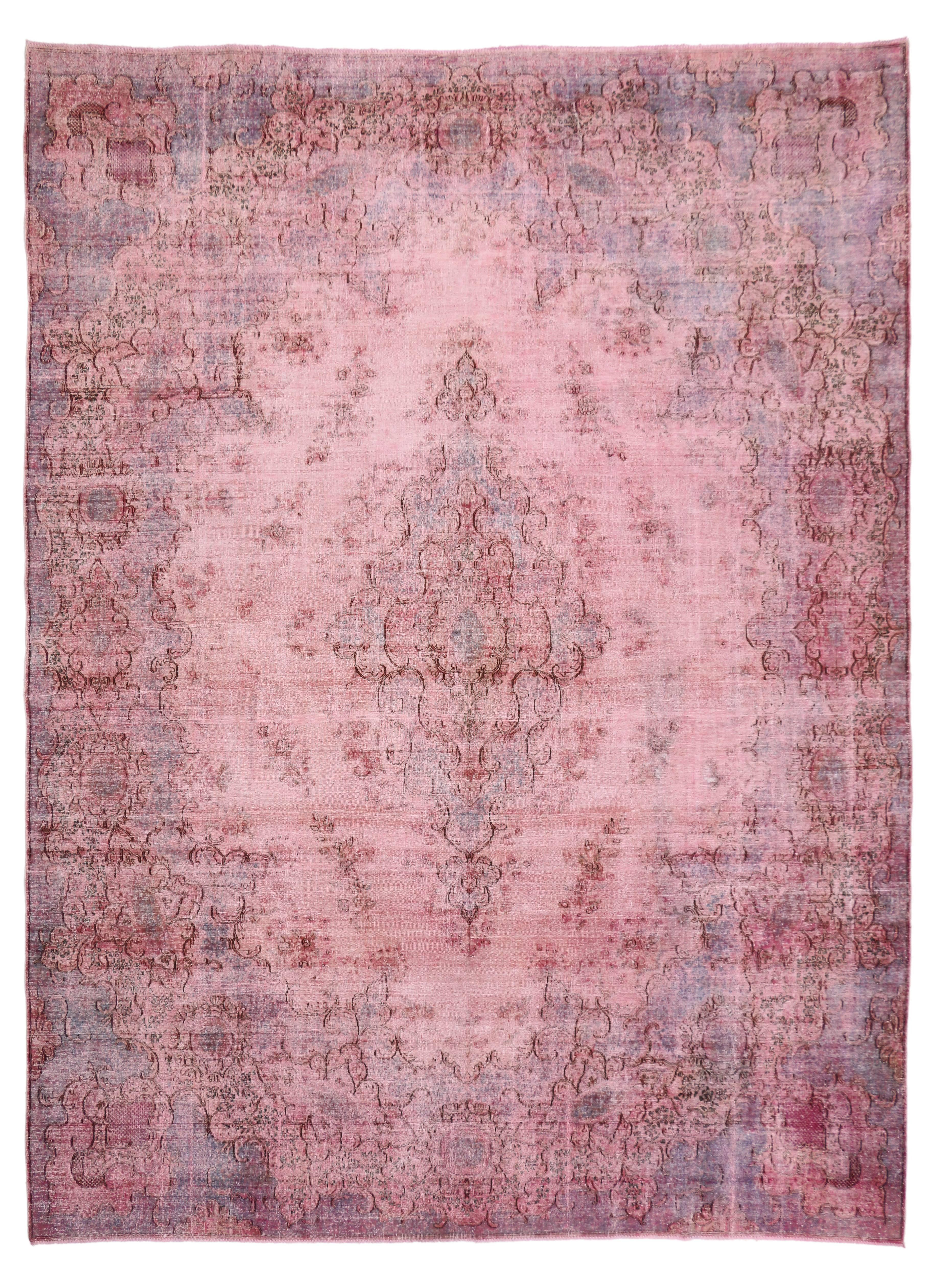Distressed Pink Overdyed Vintage Persian Rug with Modern Industrial Style In Distressed Condition In Dallas, TX