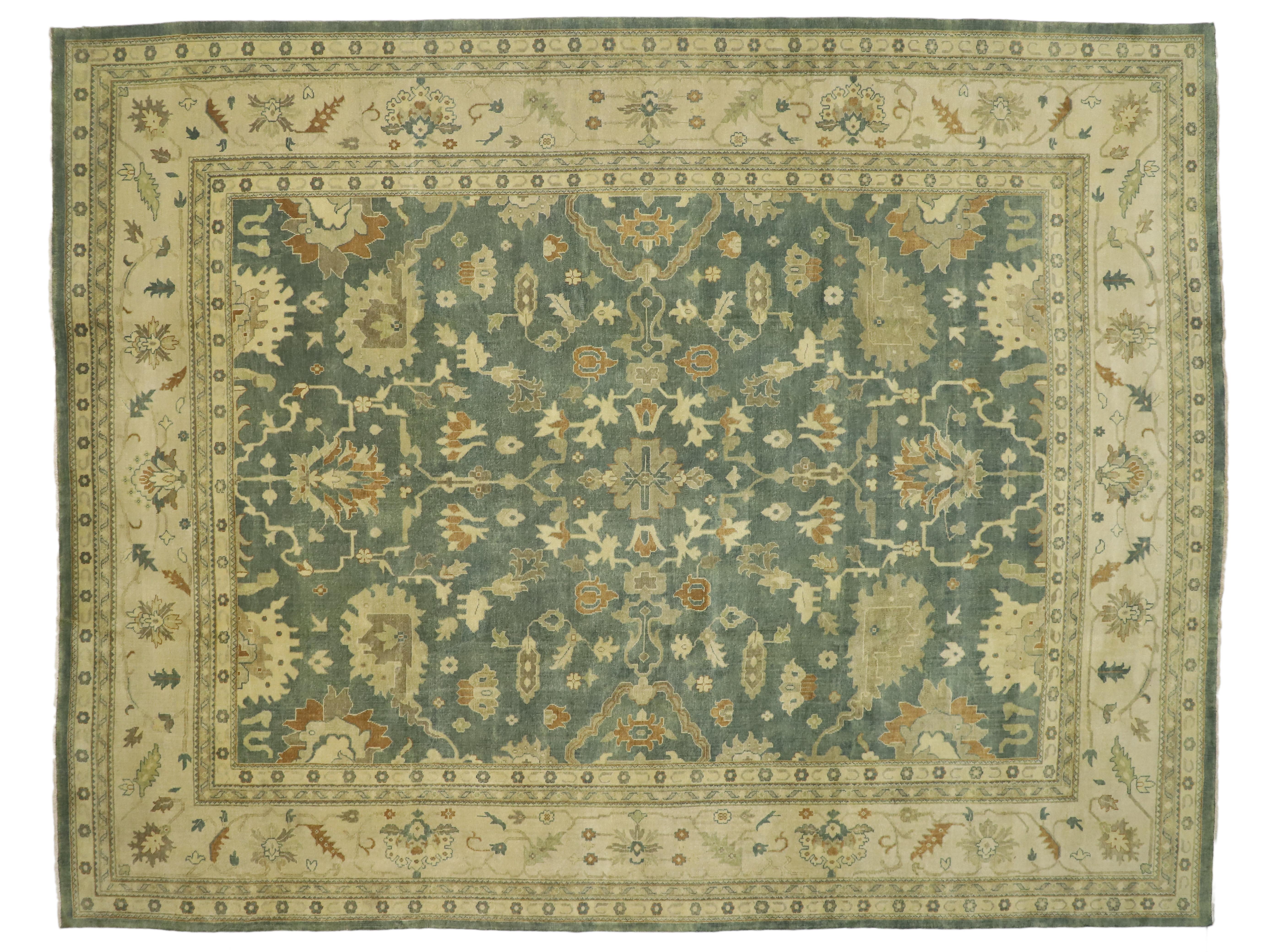 Contemporary New Transitional Oushak Palace Size Rug with Hollywood Regency Style