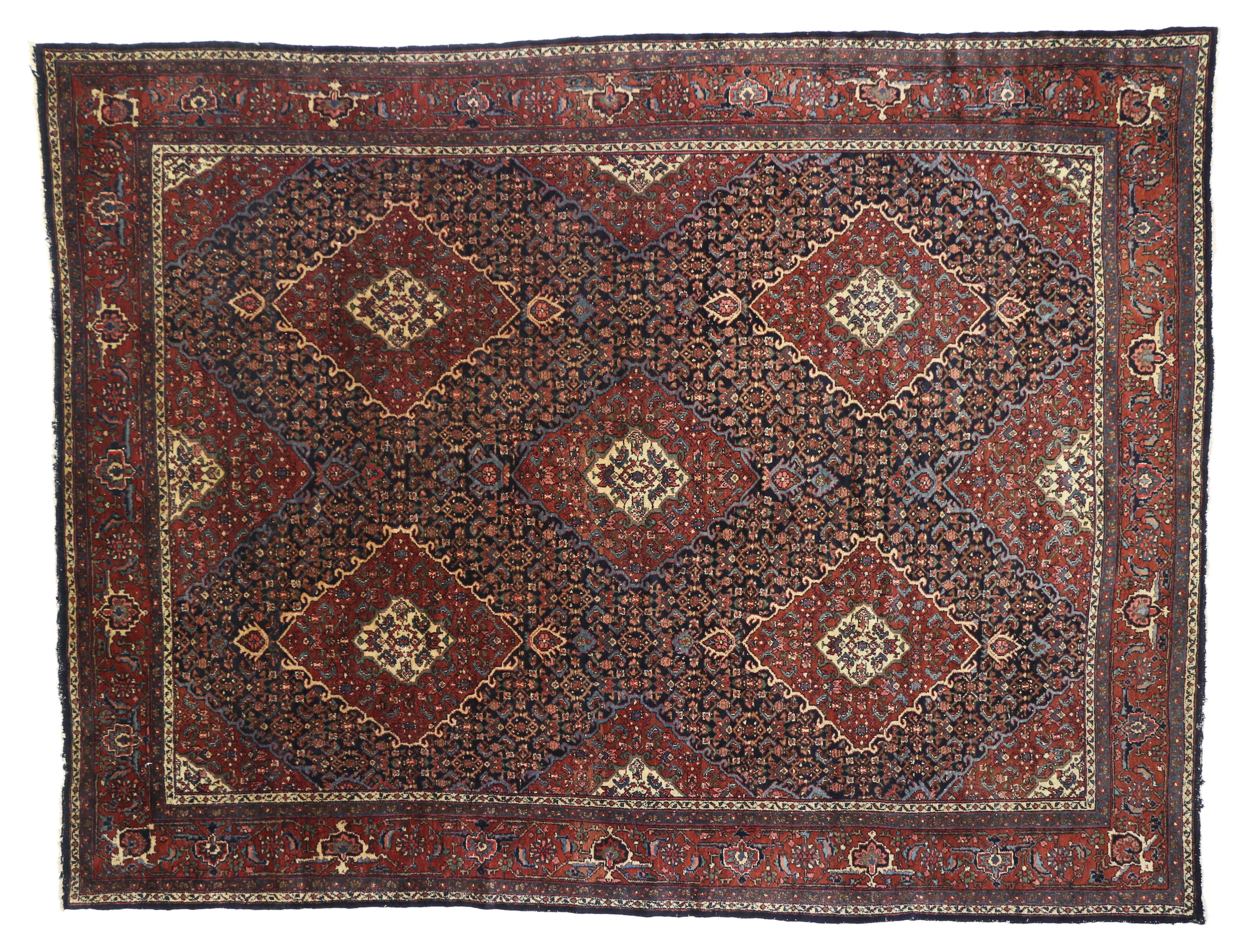 Wool Antique Persian Bibikabad Rug with Modern Traditional Style