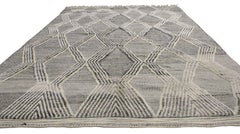 Contemporary Modern Moroccan Rug with High and Low Pile