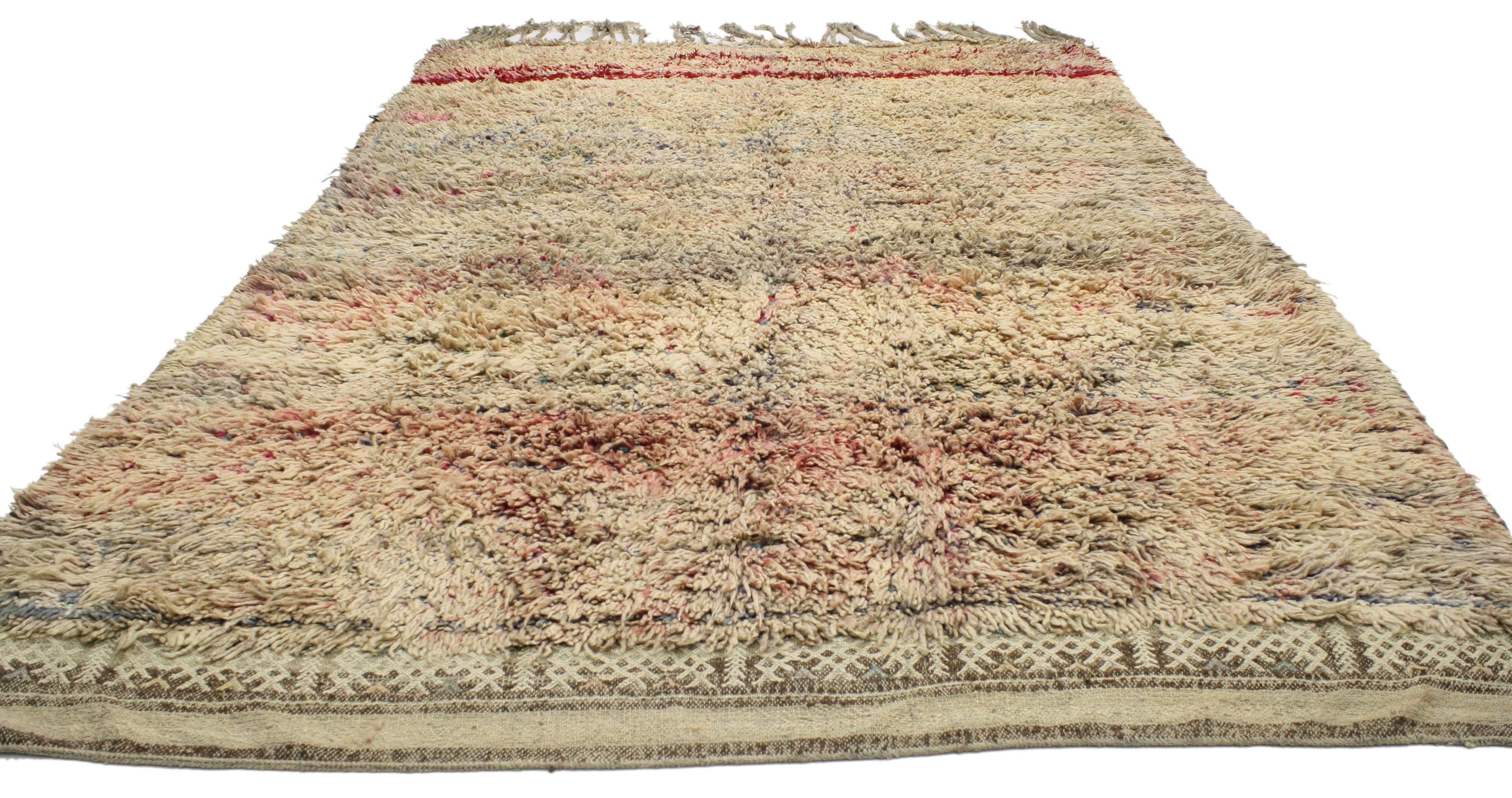 Hand-Knotted Vintage Beni M'Guild Moroccan Rug with Expressionist and Pointillism Style