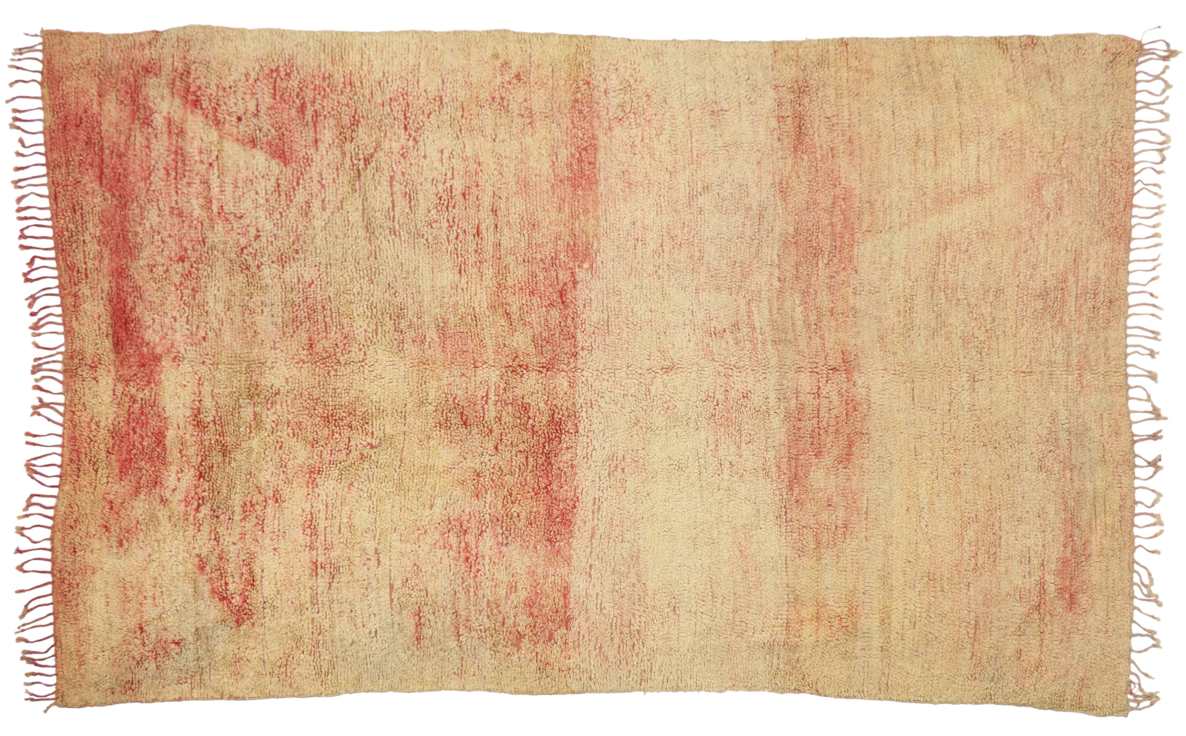Hand-Knotted Vintage Berber Moroccan Rug with Expressionist and Pointillism Post-Modern Style