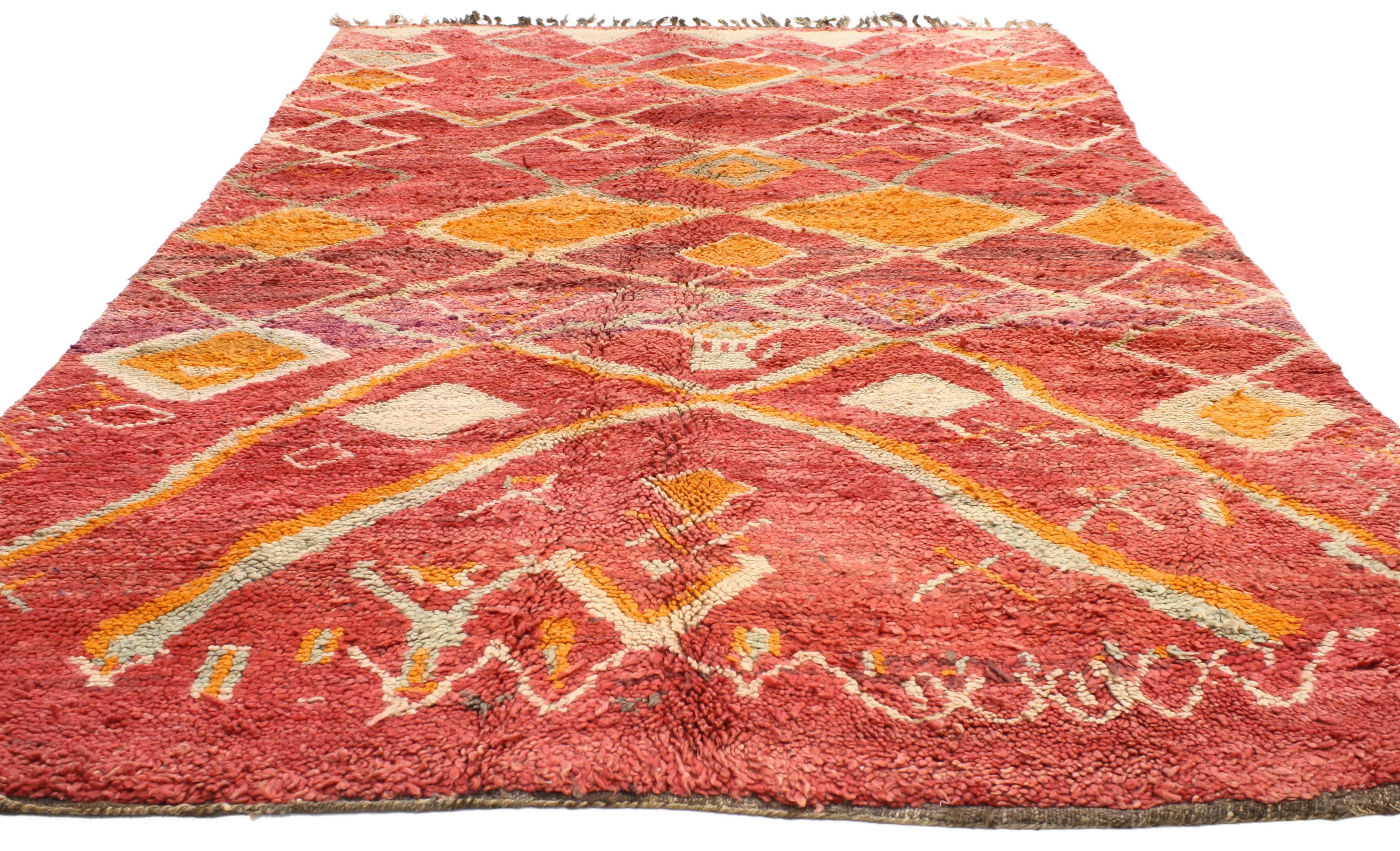 Hand-Knotted Vintage Berber Moroccan Rug with Modern Tribal Style