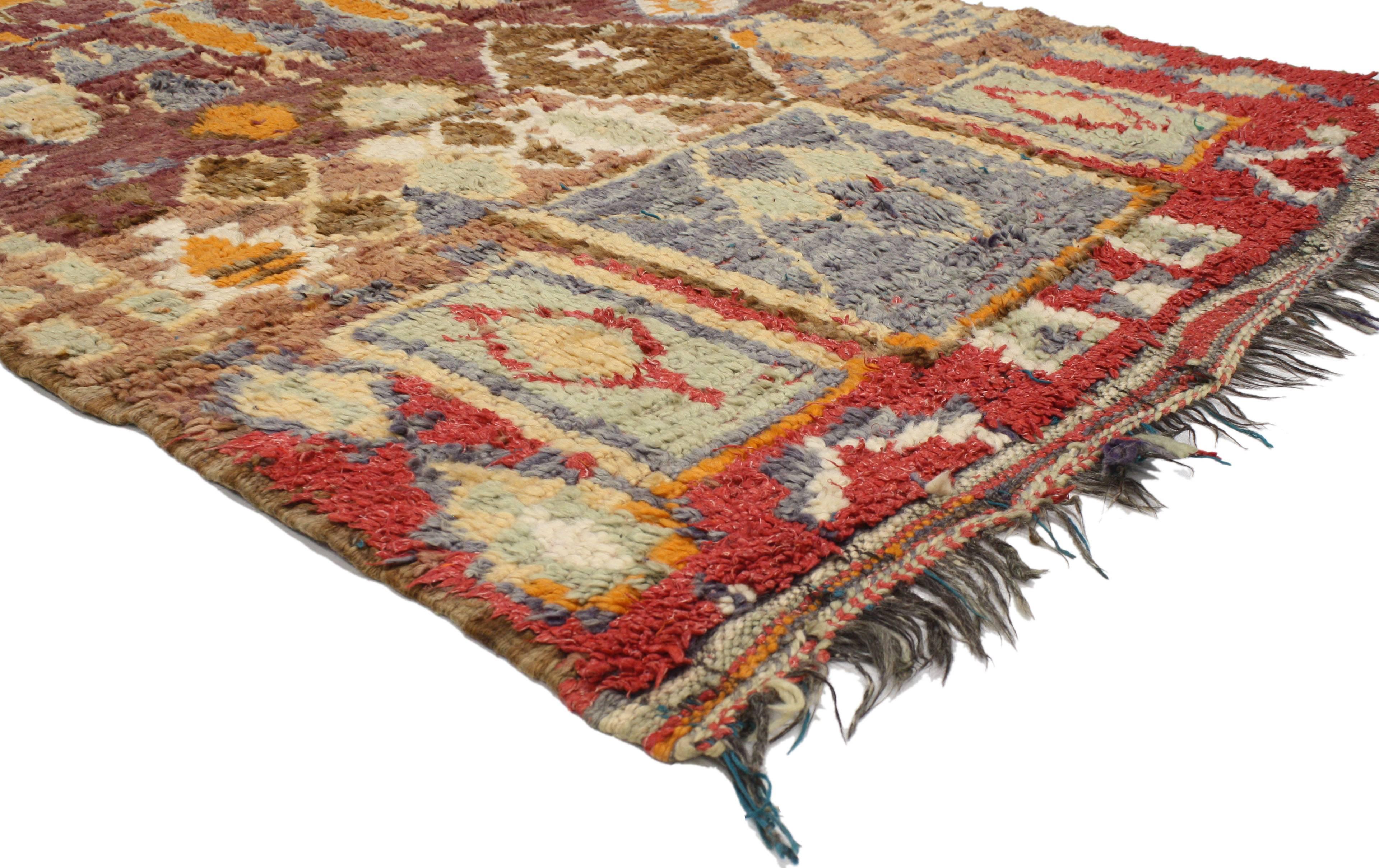 Hand-Knotted Vintage Berber Moroccan Rug with Modern Tribal Style