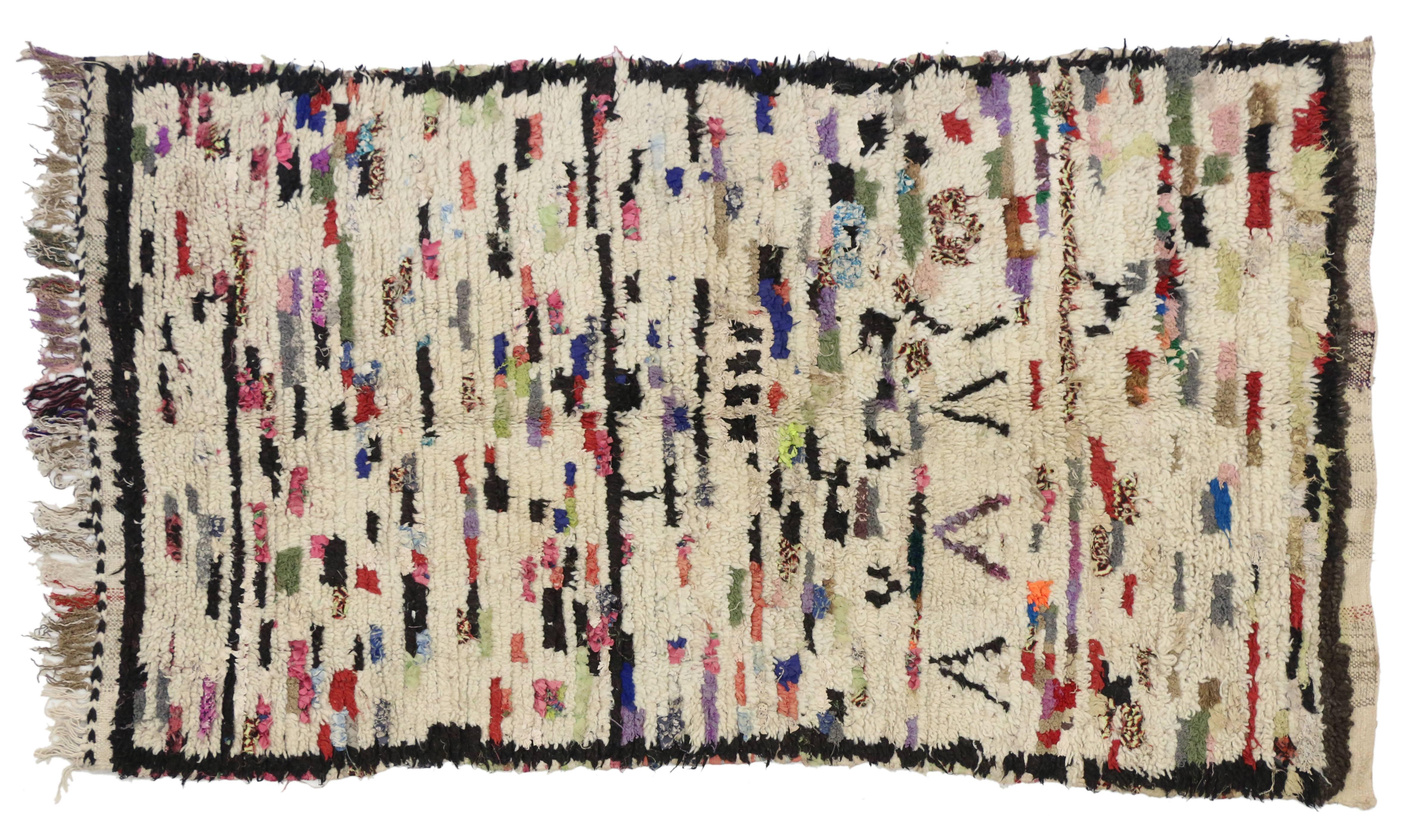 Vintage Berber Moroccan Azilal Rug with Abstract Expressionist Post-Modern Style In Good Condition For Sale In Dallas, TX