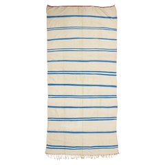 Retro Berber Moroccan Striped Kilim Rug with Relaxed Coastal Style