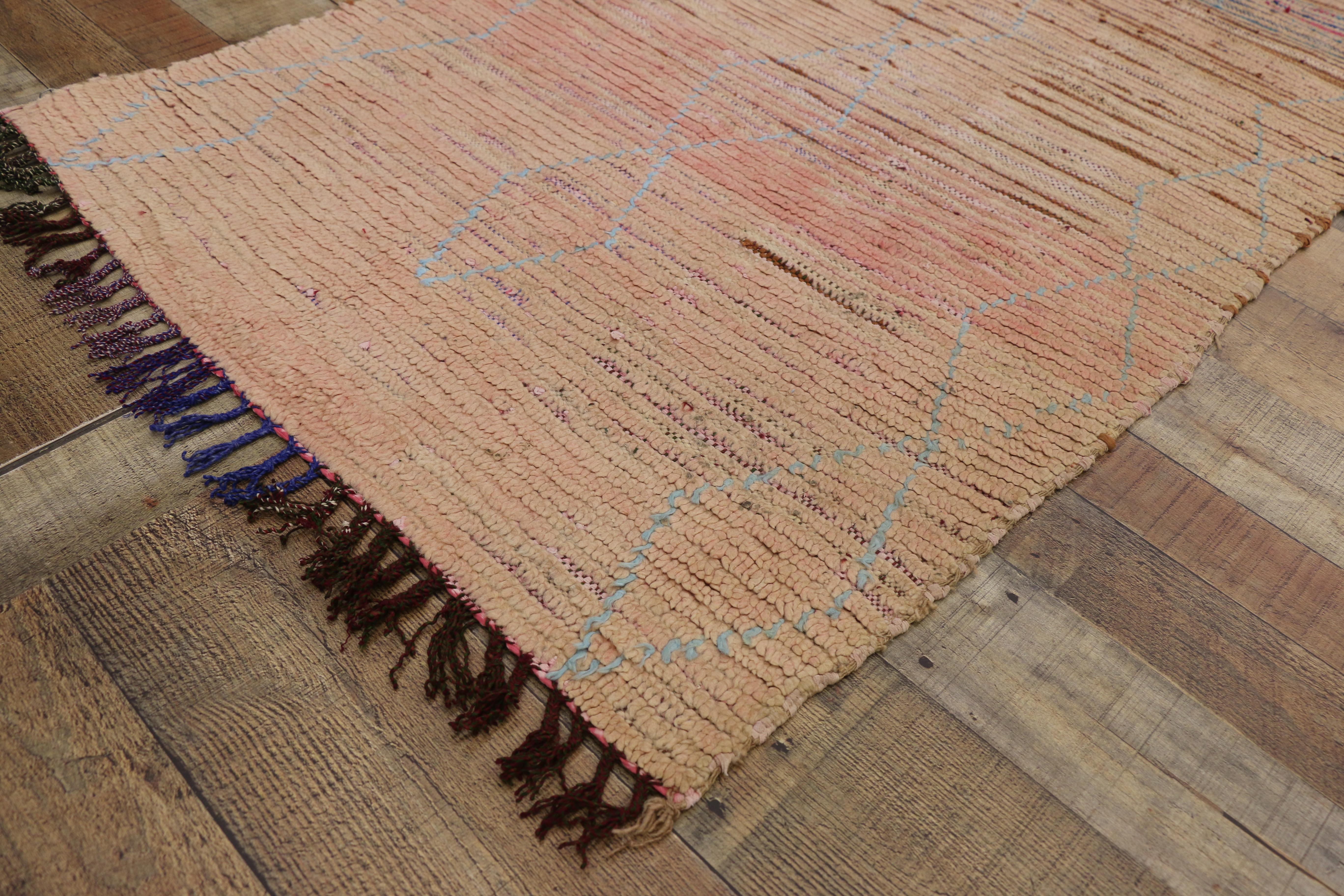 20th Century Vintage Berber Moroccan Runner with Soft Pastel Colors and Hygge Style