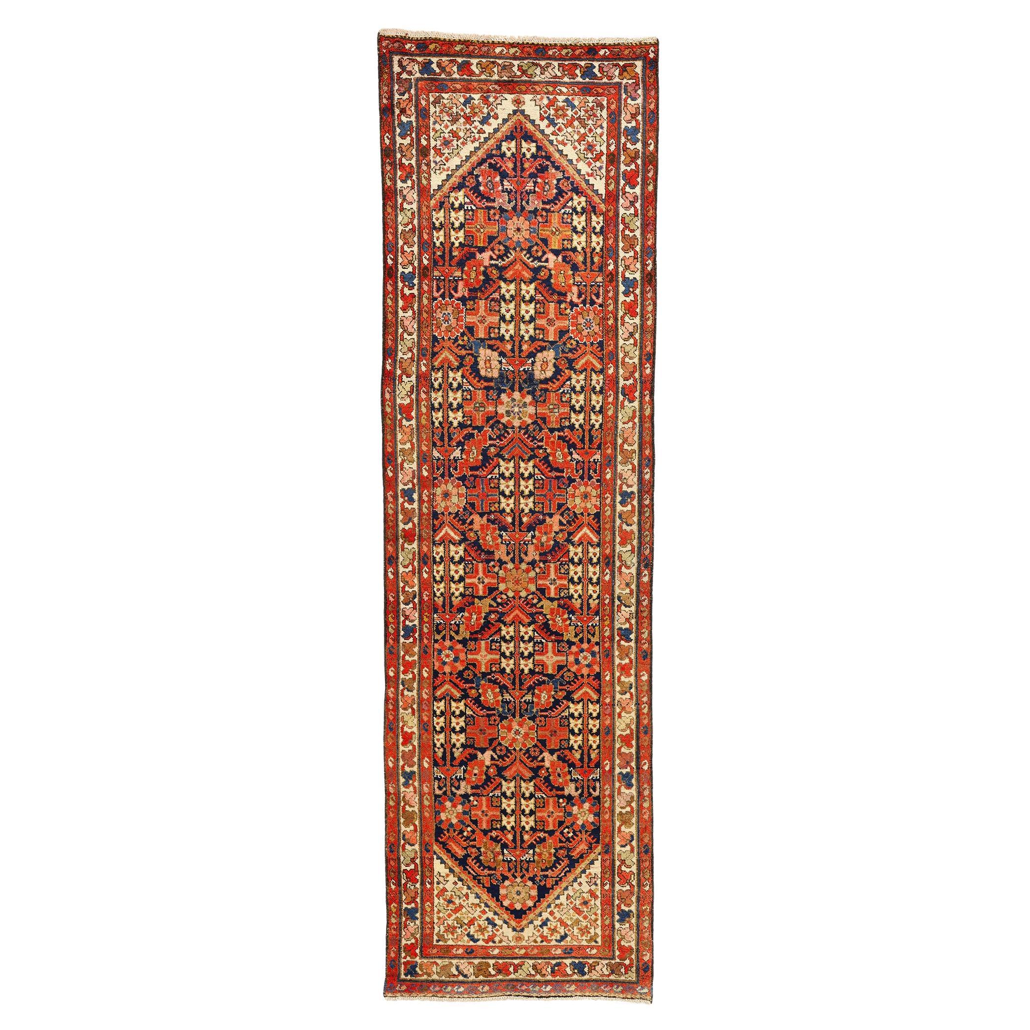 Vintage Persian Malayer Carpet with Guli Hinnai Flower
