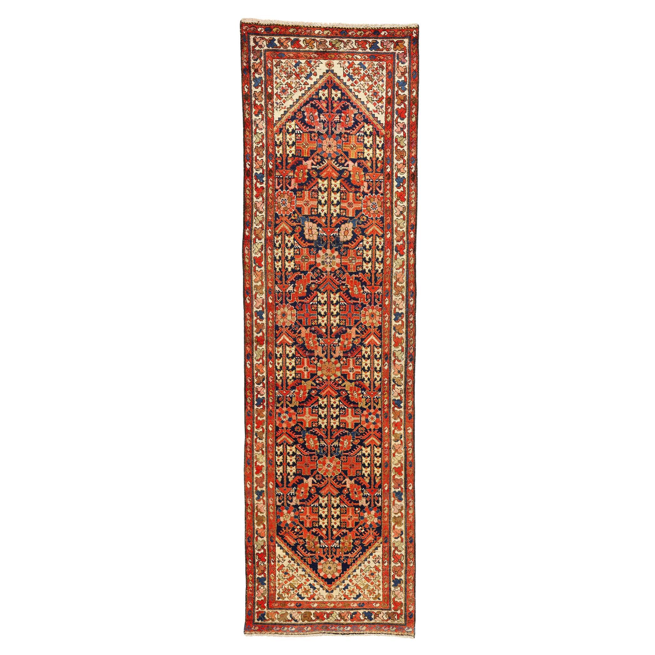Tapis persan Malayer vintage avec fleur de Hinnai Guli en vente