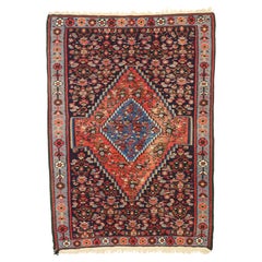 The Midnight Citadel: A Persian Bijar Kilim Masterpiece of Refined Elegance