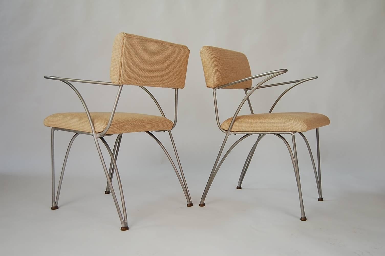 Mid-Century Modern Pair of Modernist Chairs in Aluminum and Bronze
