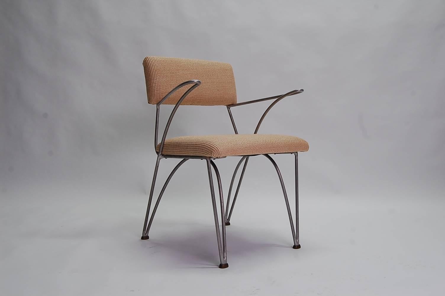 Pair of Modernist Chairs in Aluminum and Bronze In Good Condition In Providence, RI