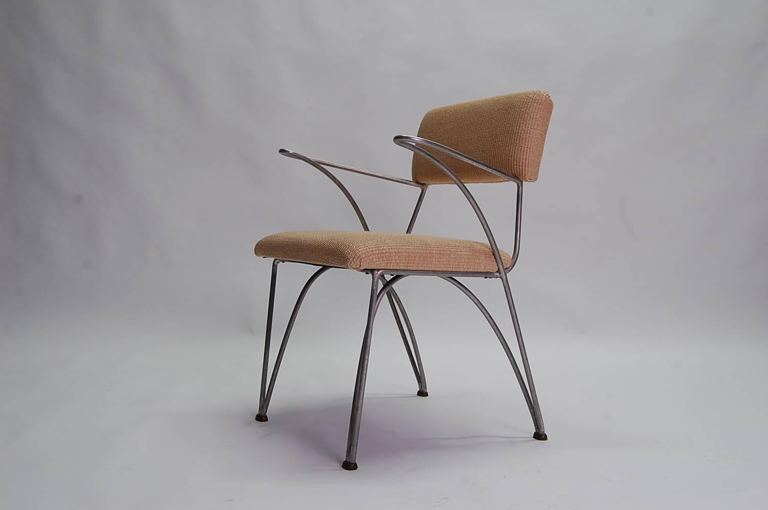 20th Century Pair of Modernist Chairs in Aluminum and Bronze
