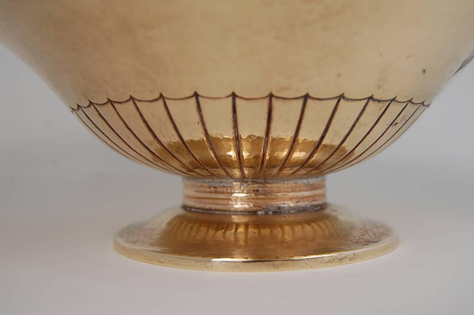 Museum quality bronze bowl by Master Metal-smith A. Dragsted of Copenhagen, Denmark, circa 1939. Fully signed. The craftsmanship on this piece is astounding. The scalloping to the exterior of the bowl transfers through to the interior in a much more