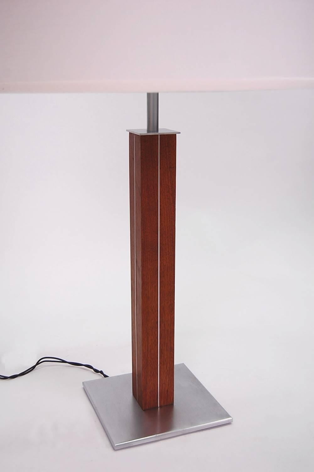 Mid-Century Modern Pair of Nessen Table Lamps in Teak and Stainless Steel