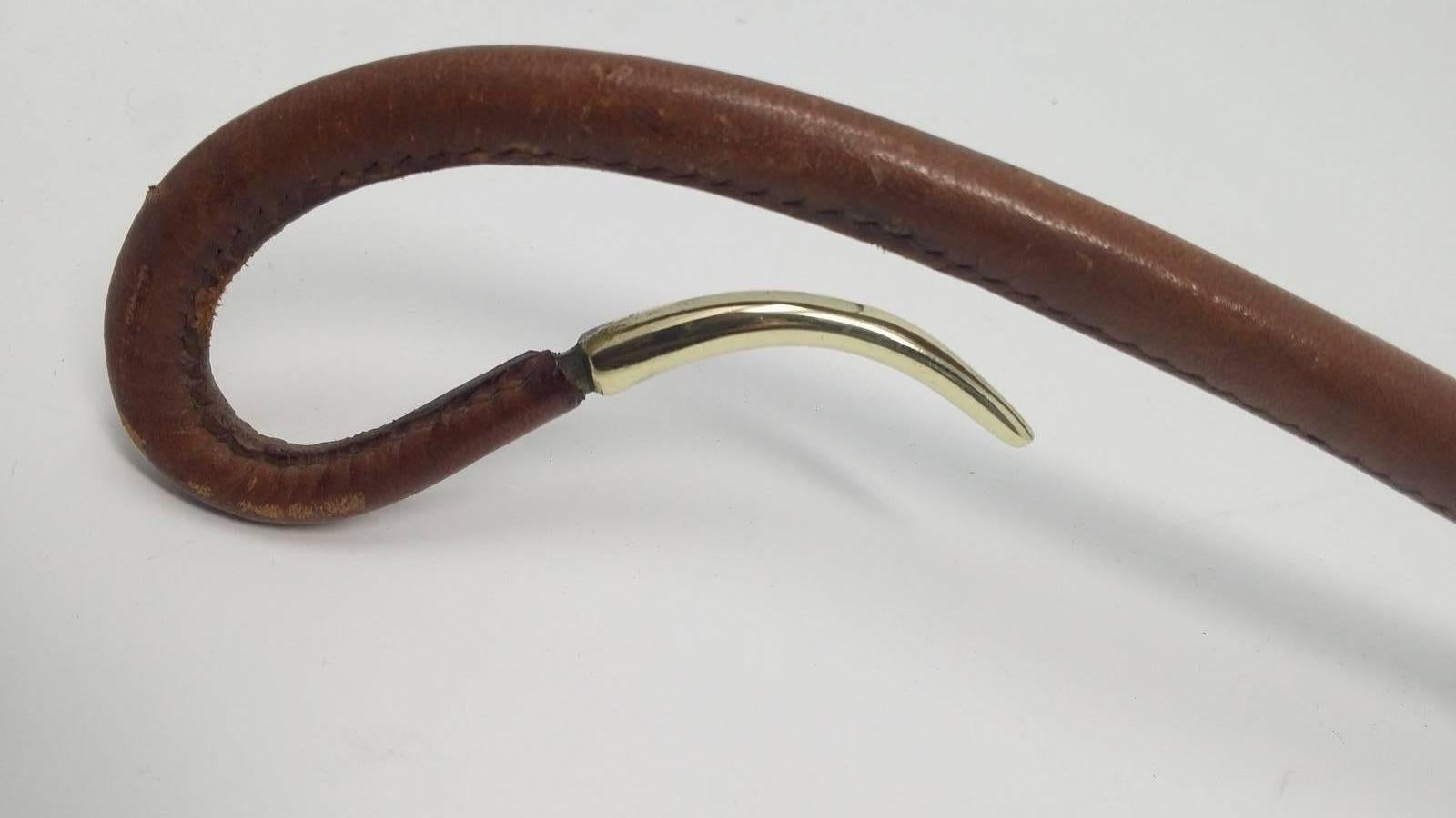 20th Century Shoehorn in Brass and Leather Designed by Carl Aubock