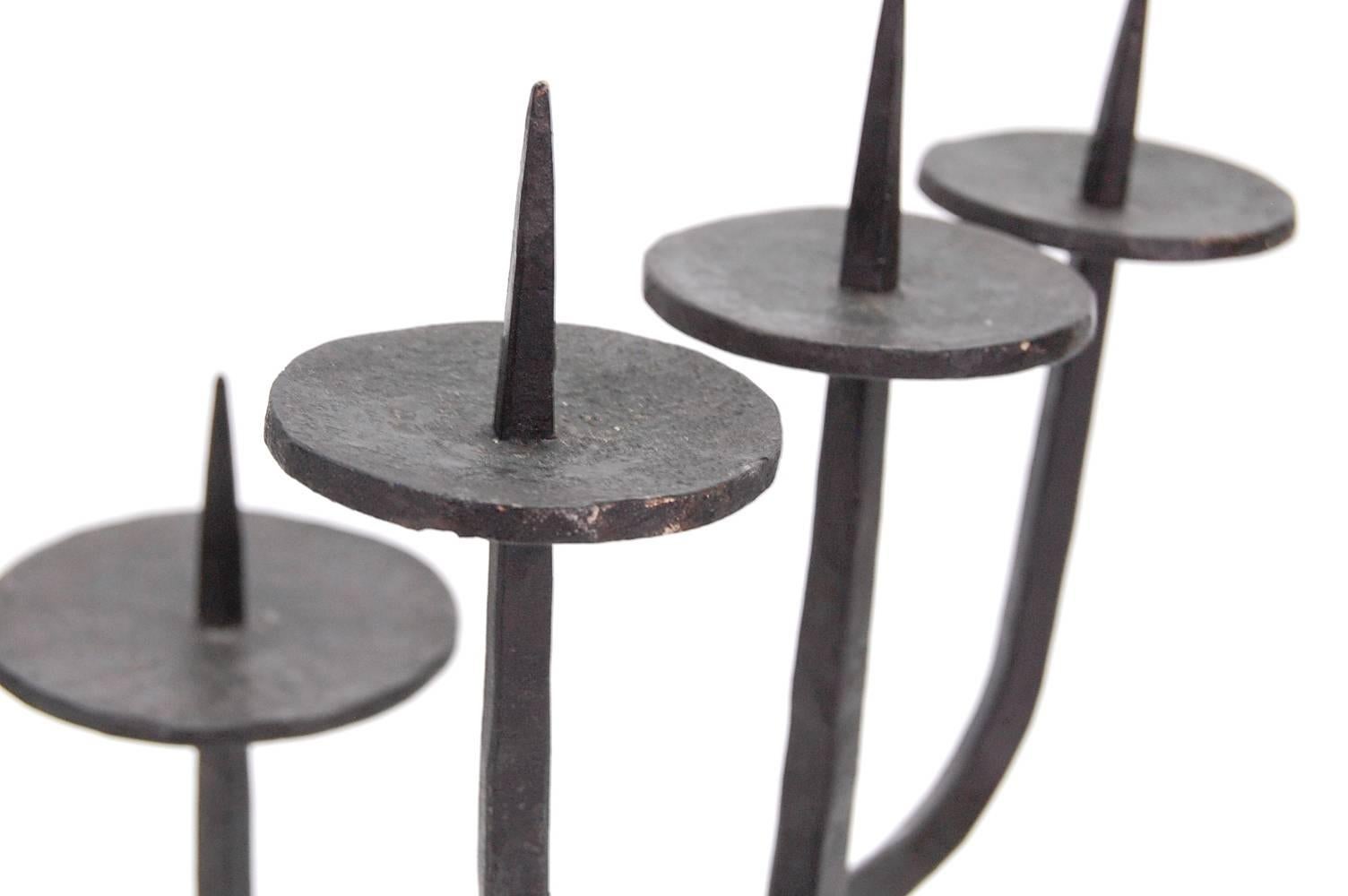 20th Century Large Hand-Wrought Iron Candleholder For Sale