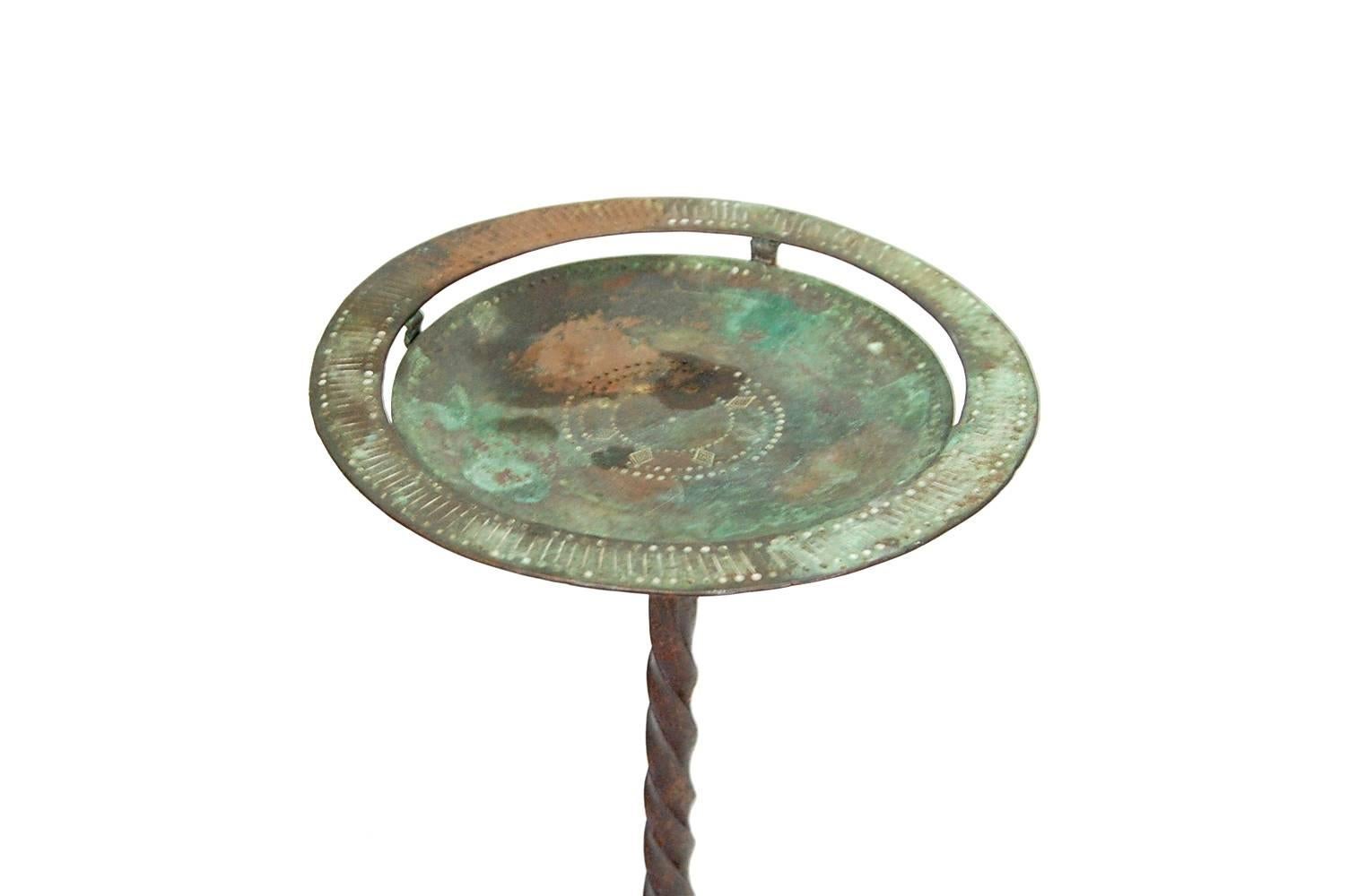 Forged German Steel and Bronze Arts and Crafts Smoking Stand For Sale