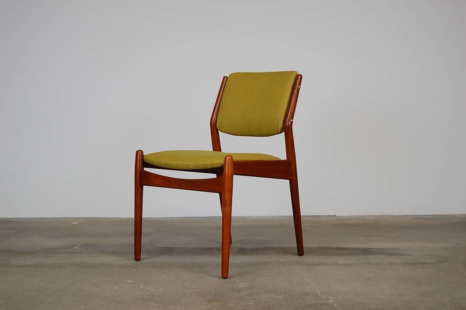 Brass Set of Eight Danish Dining Chairs Designed by Arne Vodder