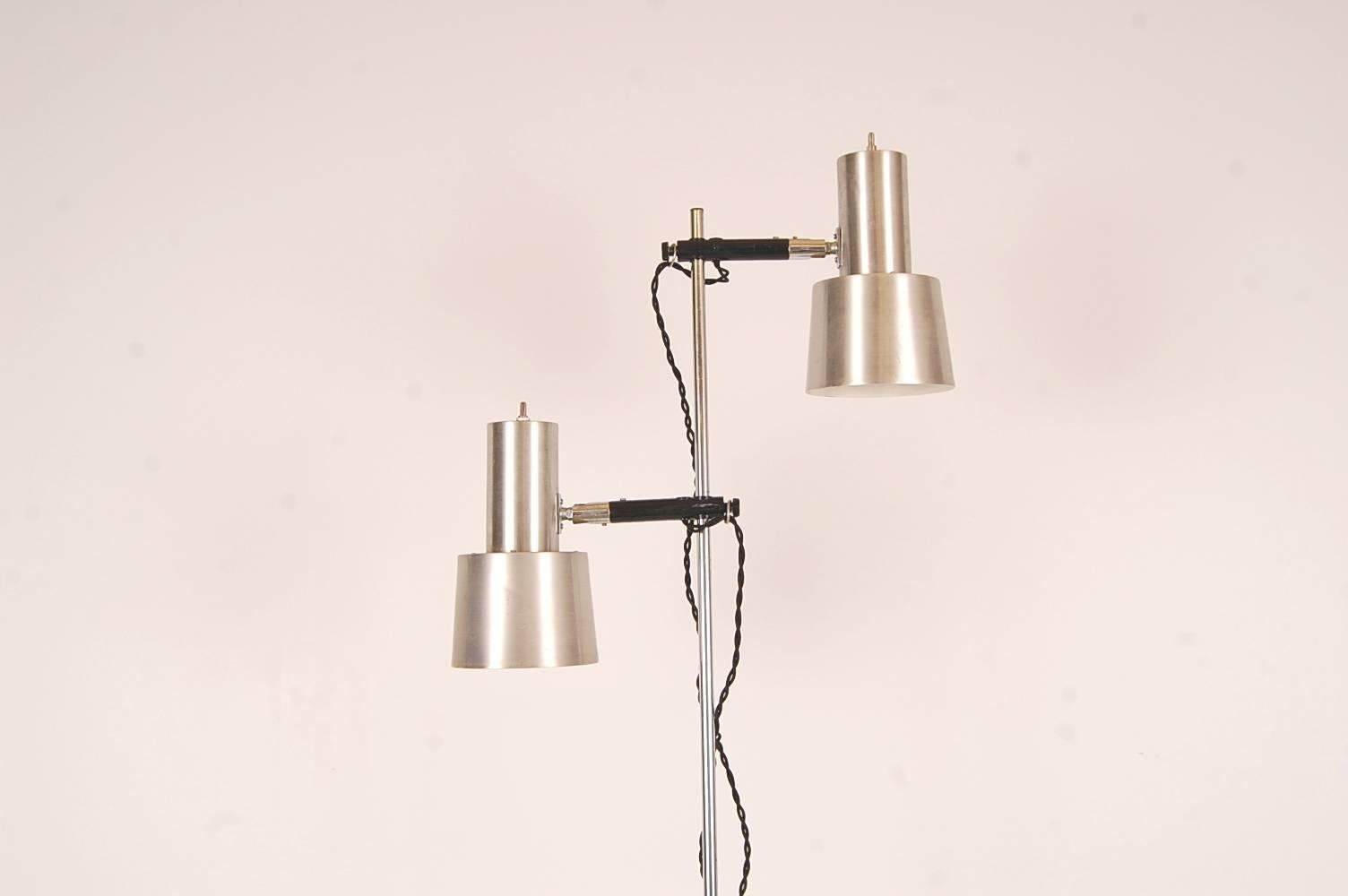 Danish Floor Lamp in Stainless Steel and Teak by Fog & Mørup