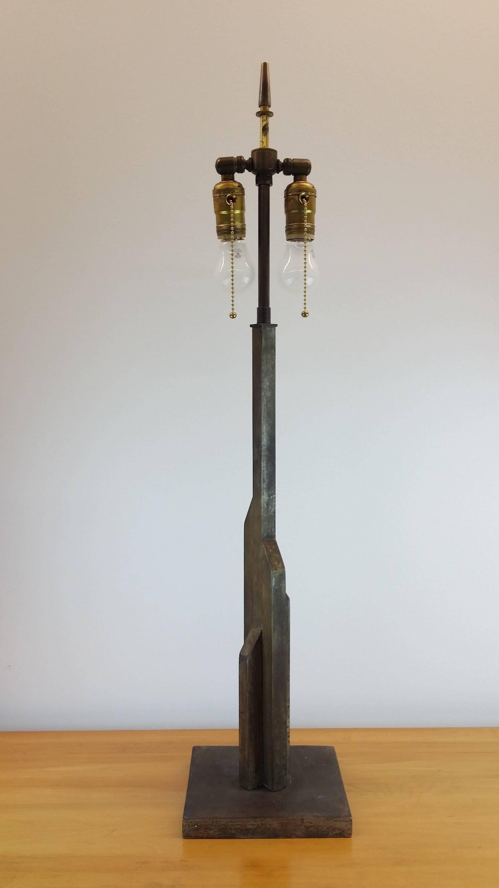 American Large Skyscraper Style Table Lamp in the Manner of Jules Bouy For Sale