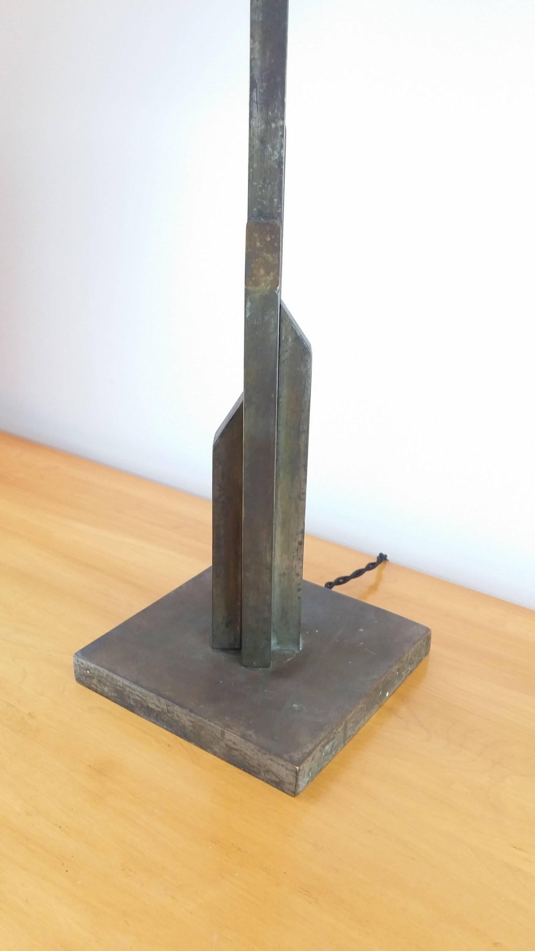 Plated Large Skyscraper Style Table Lamp in the Manner of Jules Bouy For Sale