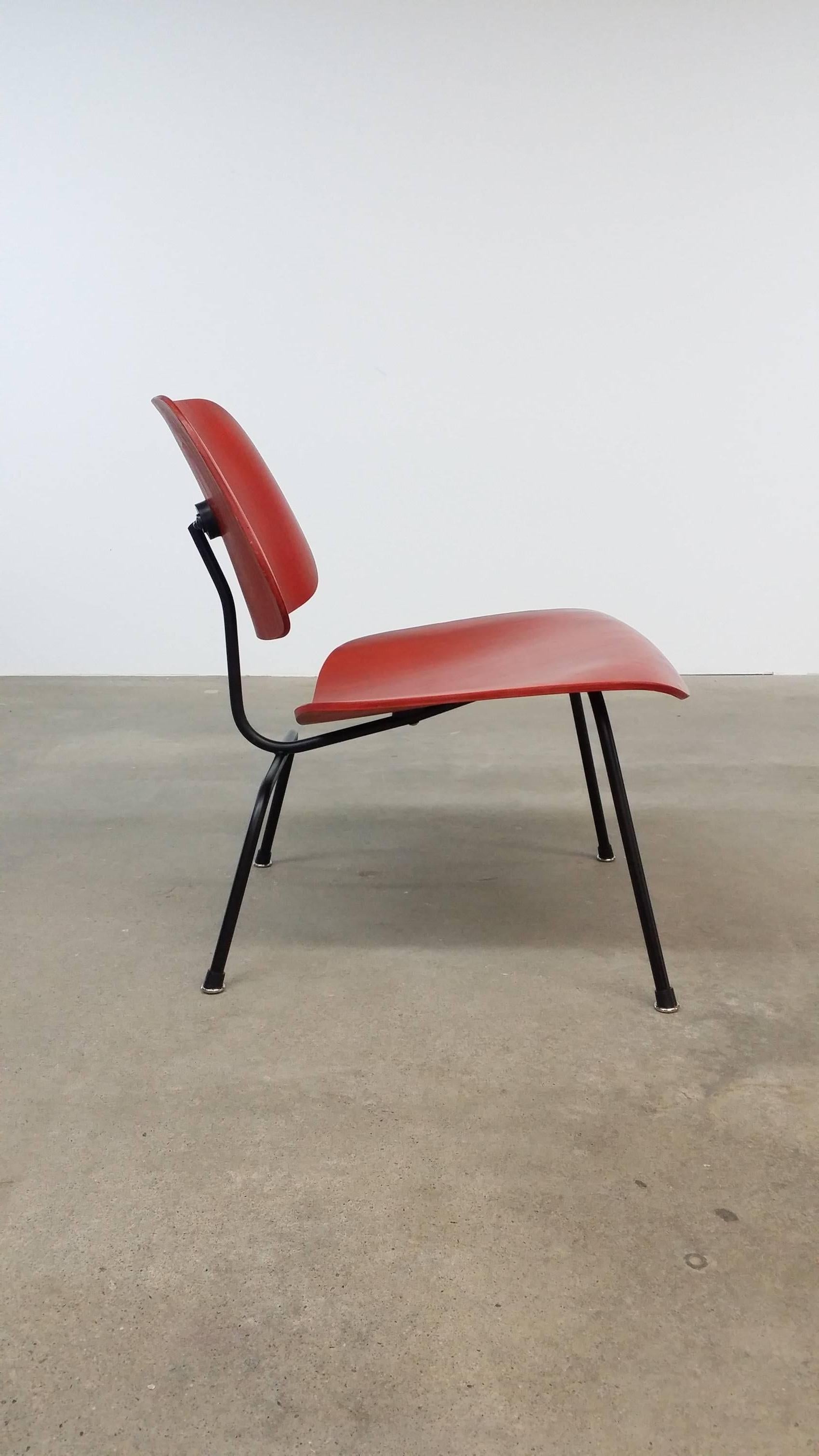 Steel Fully Restored Early Red Aniline Dye Eames LCM
