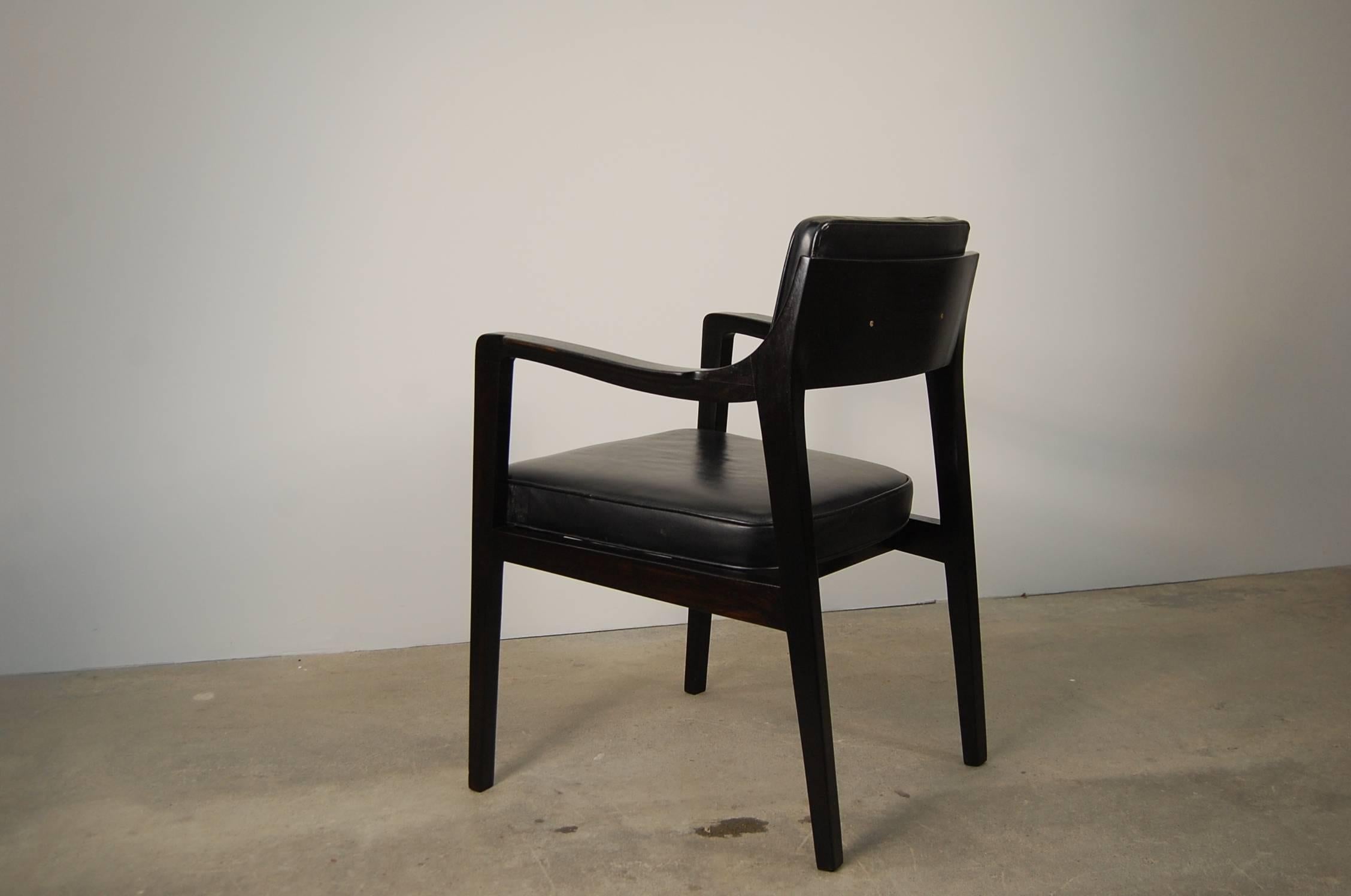 American Pair of Dunbar Chairs in Black Leather For Sale