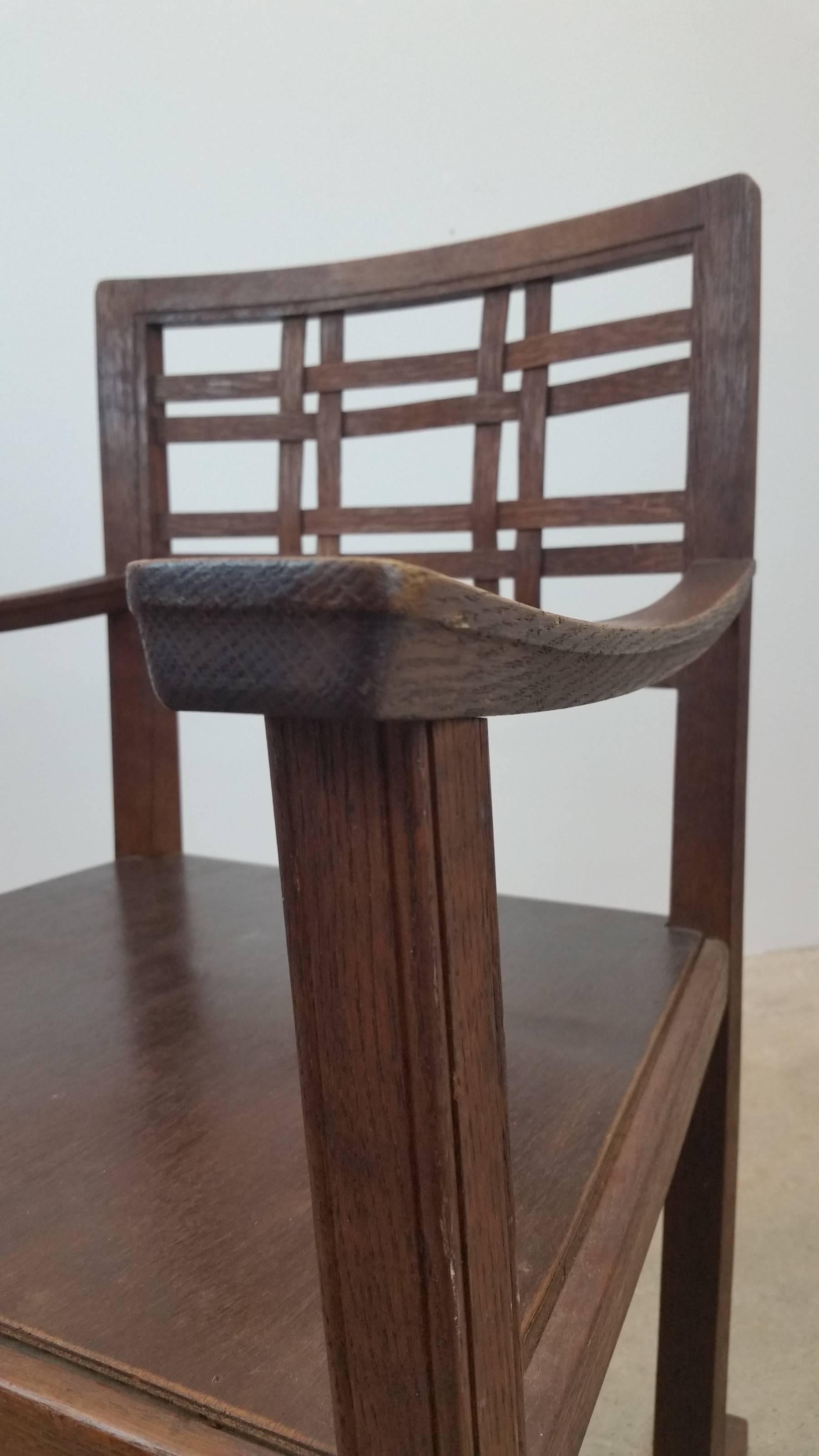 Oak Scottish Art and Crafts Chair For Sale