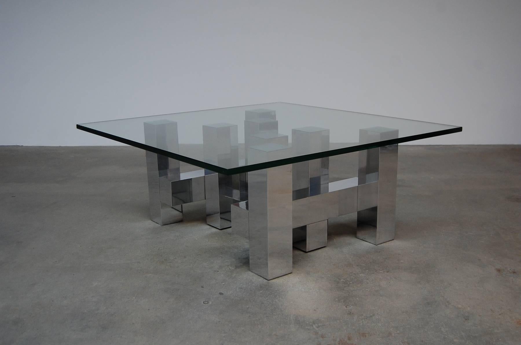 Polished Large Architectural Coffee Table by Paul Mayen