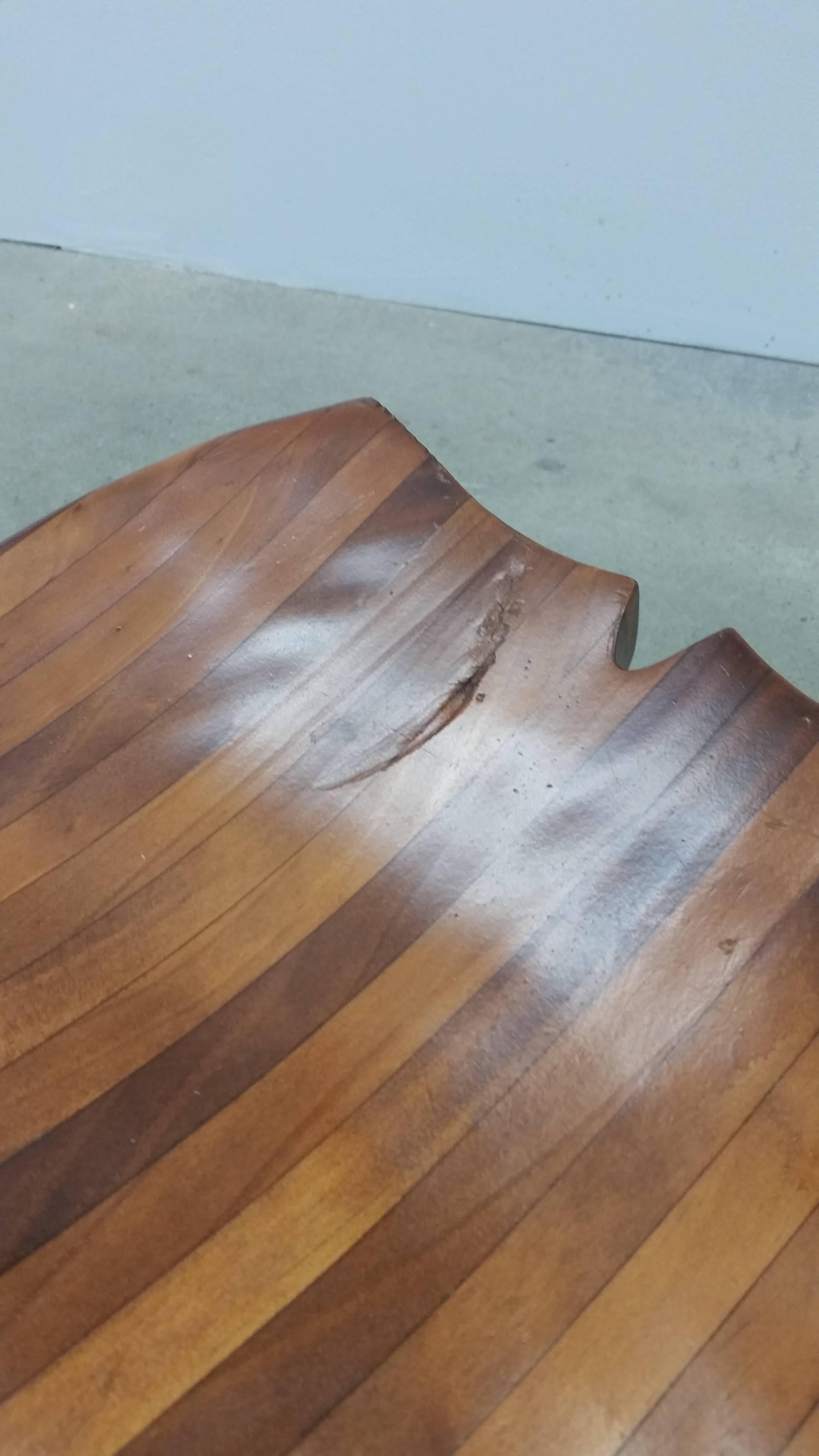 American Craftsman Whale Tail Form Laminated Wood Stool