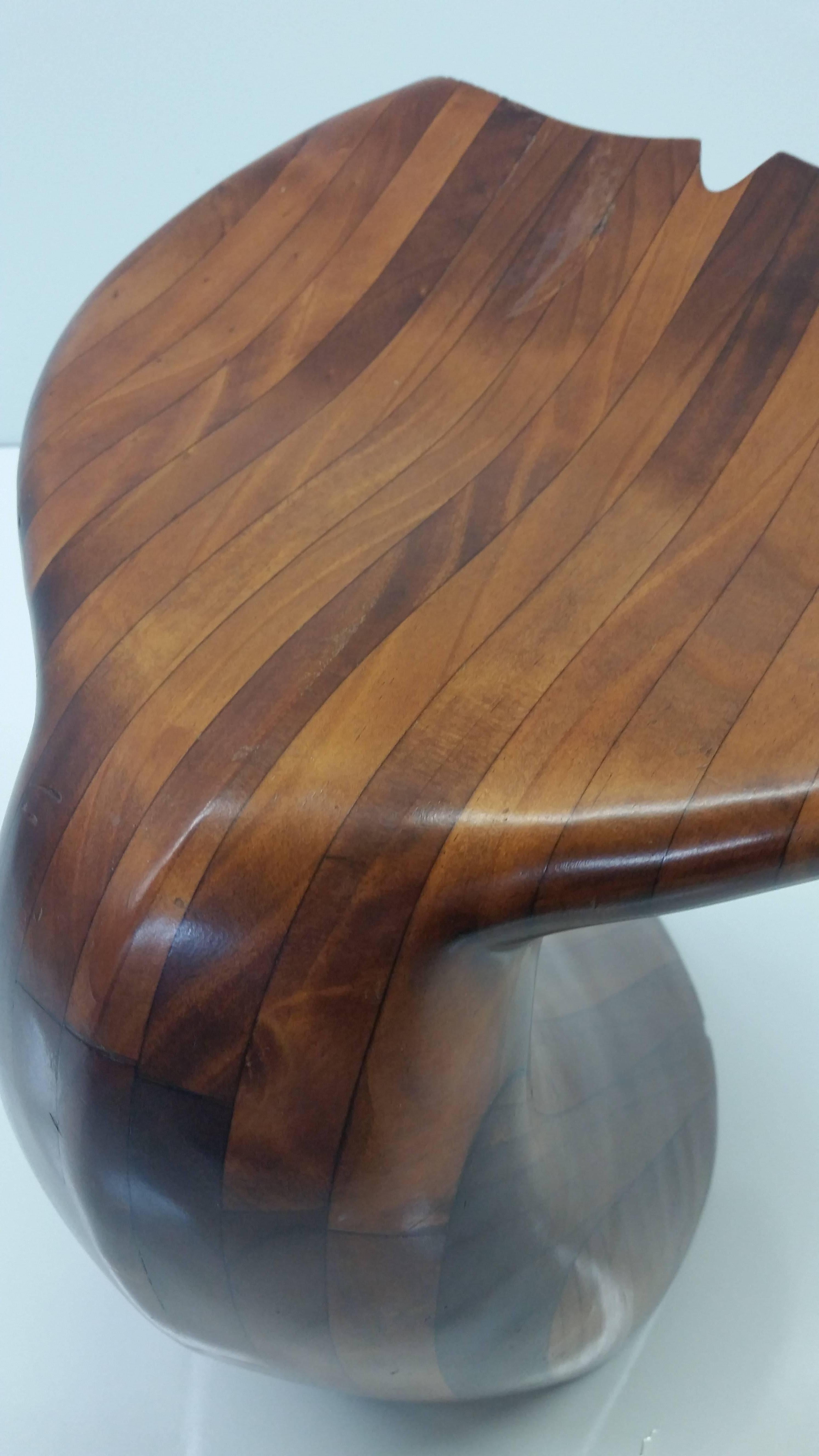 Whale Tail Form Laminated Wood Stool In Good Condition In Providence, RI