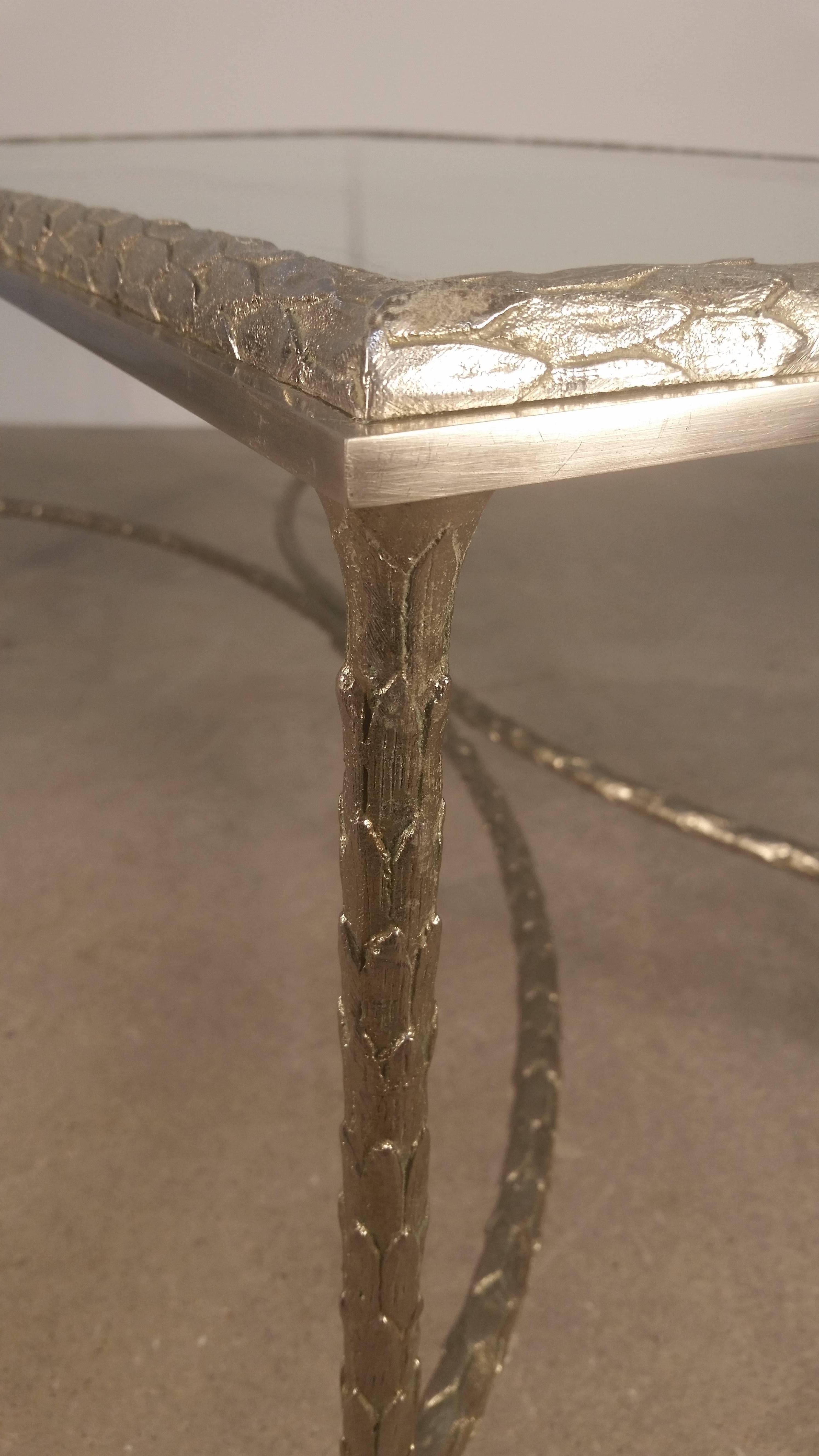 20th Century Large Silvered Bronze Cocktail Table by Maison Baguès