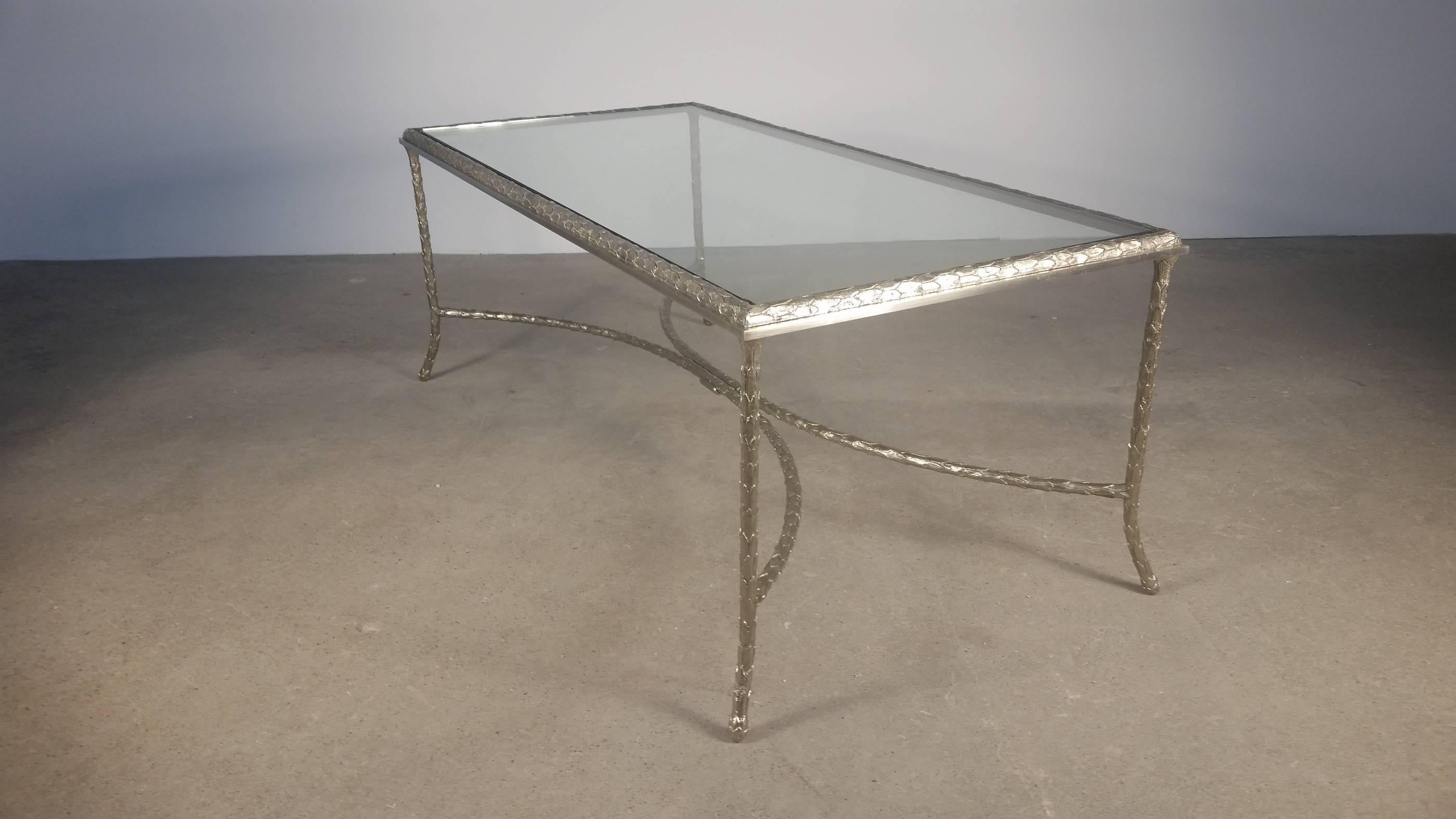 Neoclassical Large Silvered Bronze Cocktail Table by Maison Baguès