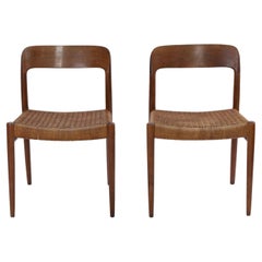Neils O. Möller Model 77 Dining Chairs, Teak & Papercord, 1960s