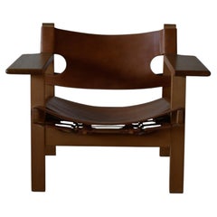 Børge Mogensen Spanish Chair, Leather & Oak, Mid-Century, 1958