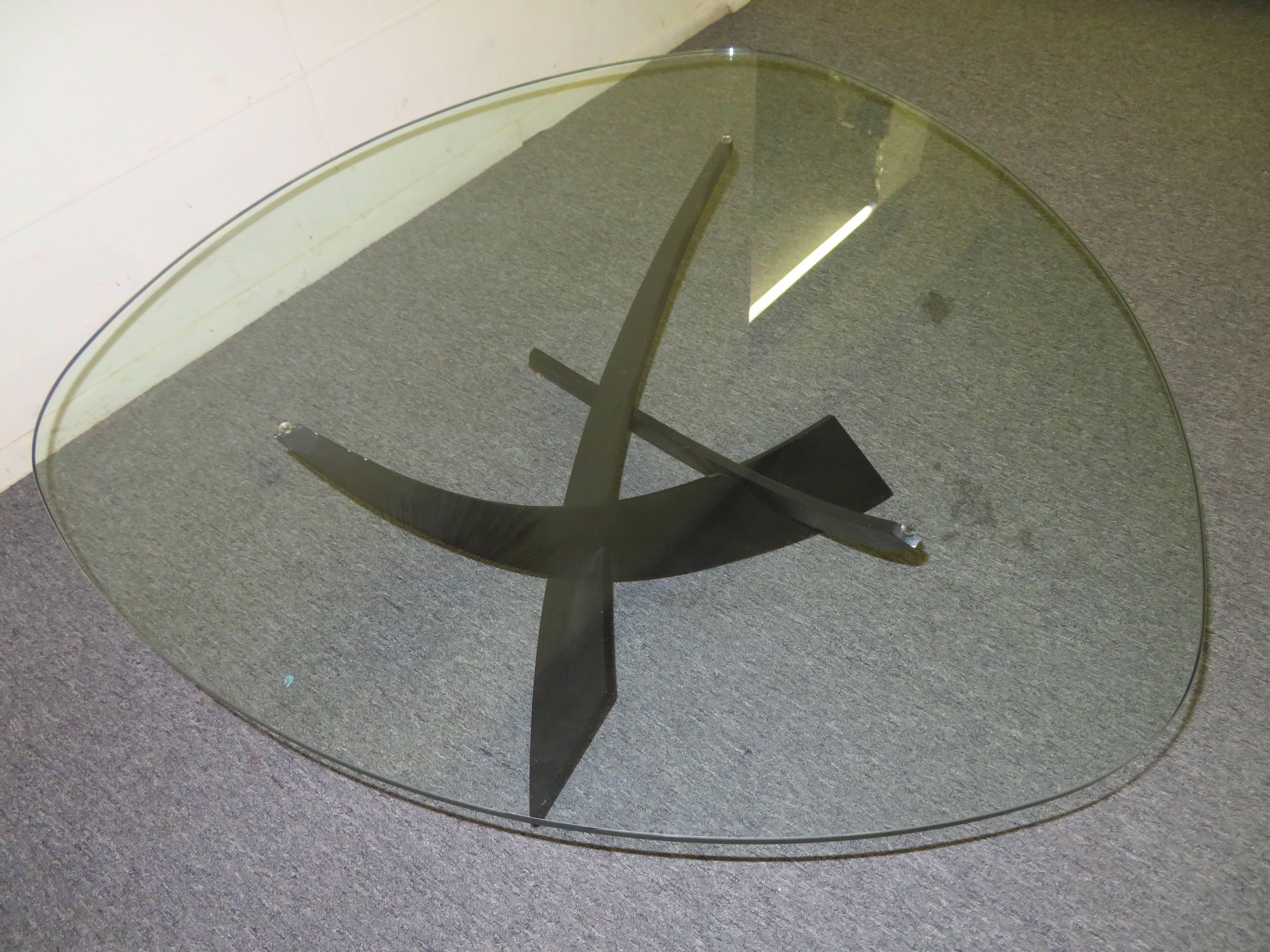 Glass Gorgeous Abstract Iron Silas Seandel Style Coffee Table, Mid-Century Modern For Sale