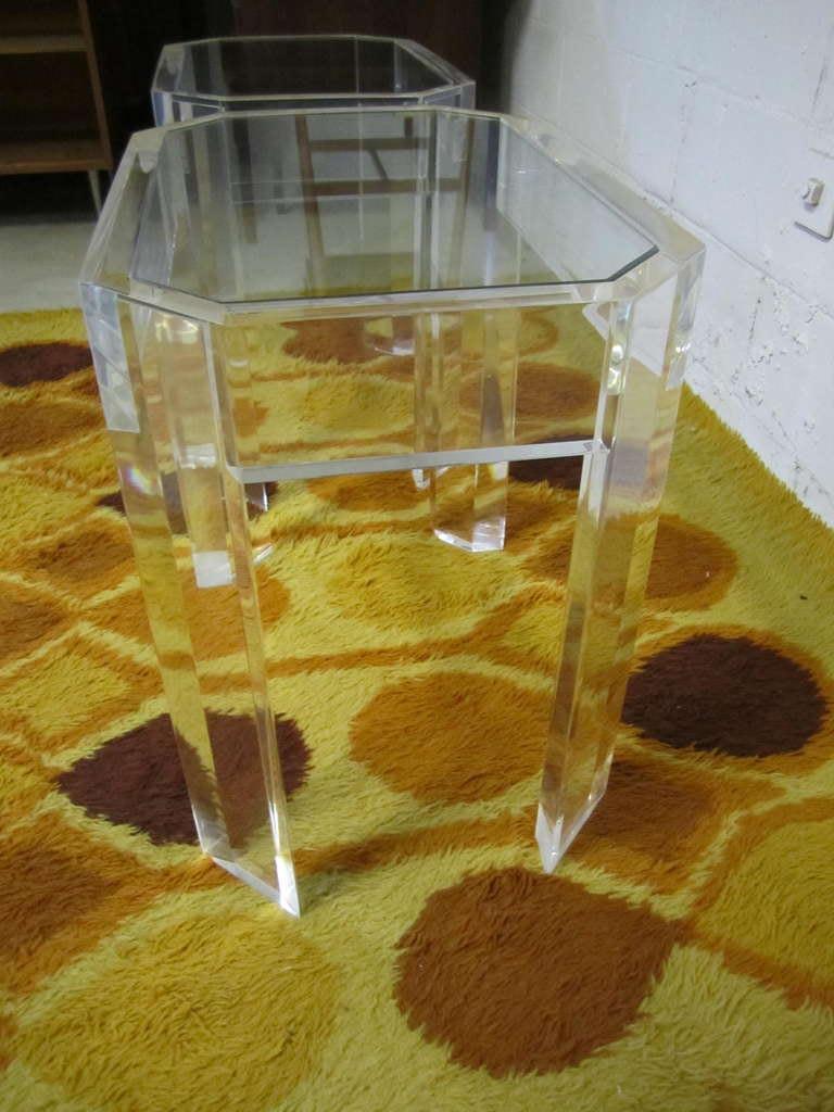 Fabulous Pair of Charles Hollis Jones Lucite Side End Tables Mid-Century Modern In Excellent Condition In Pemberton, NJ