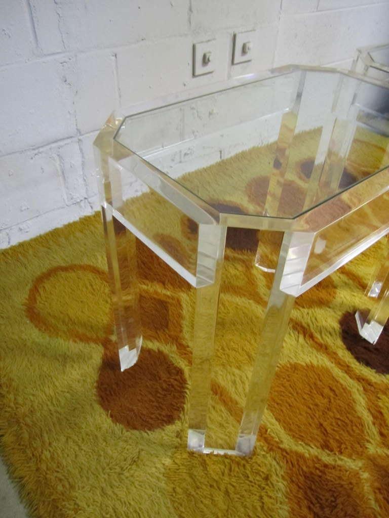 Fabulous Pair of Charles Hollis Jones Lucite Side End Tables Mid-Century Modern 2