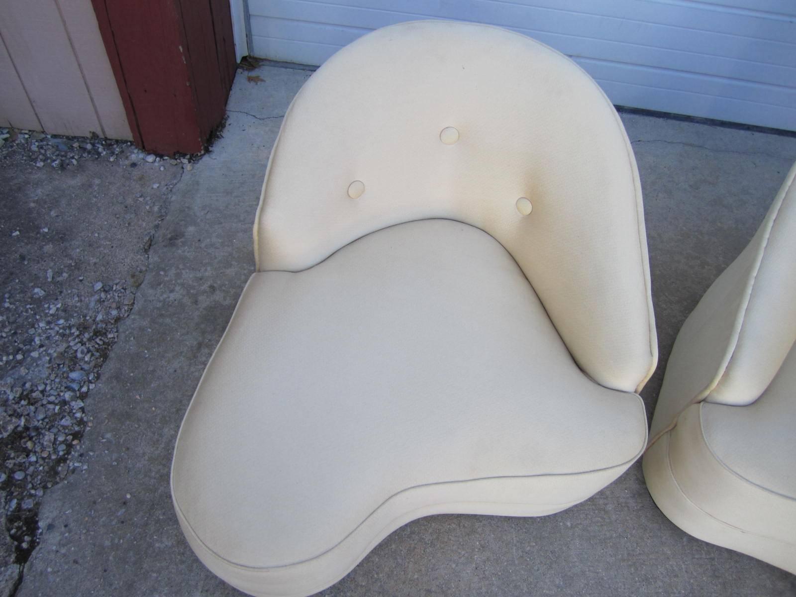 American Pair Dorothy Draper style Curvaceous 40's Slipper Chairs Mid-century Modern