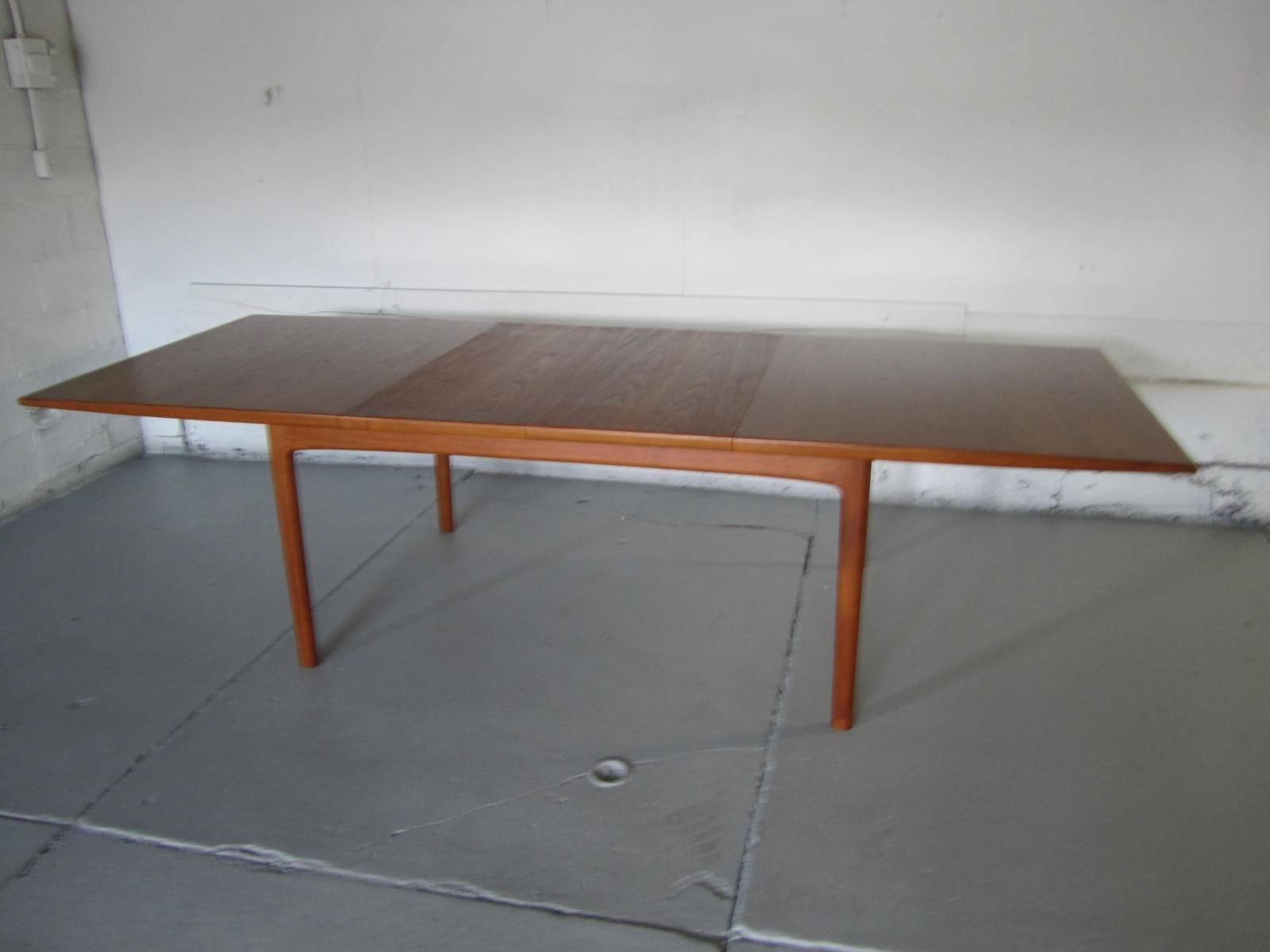 Stunning Sylve Stenquist Dux Teak Dining Table with 2 Leaves Danish Modern 2