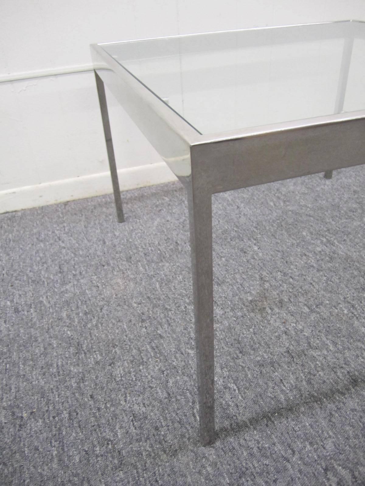 Handsome Pair of Milo Baughman Chrome Square Side End Tables Mid-century Modern 2