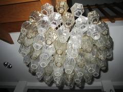 Fabuleux lustre polyèdre Carlo Scarpa pour Venini, mi-siècle moderne