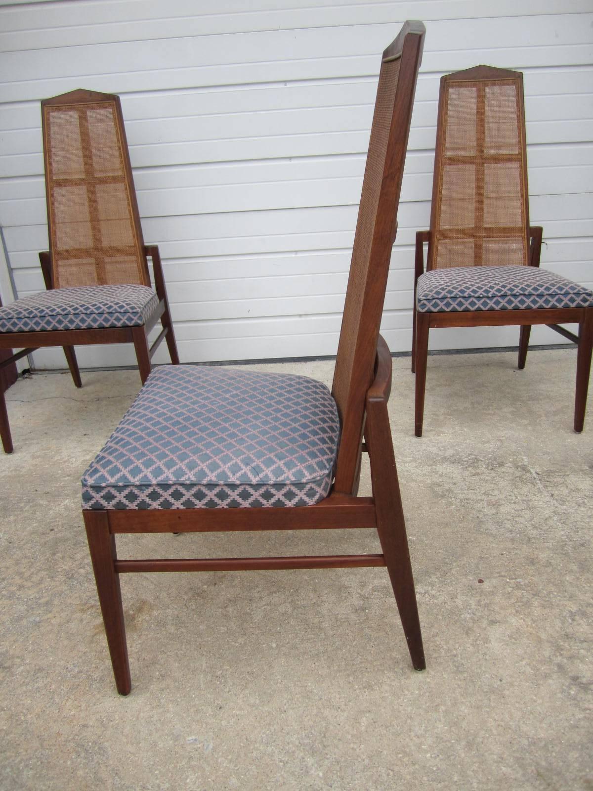 Mid-20th Century 5 Walnut Foster and McDavid Cane-Back Dining Chairs, Mid-Century Modern For Sale