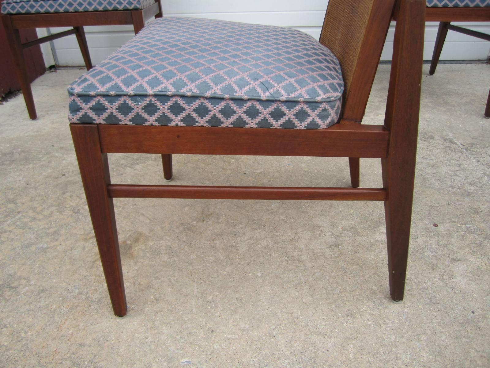 5 Walnut Foster and McDavid Cane-Back Dining Chairs, Mid-Century Modern For Sale 2
