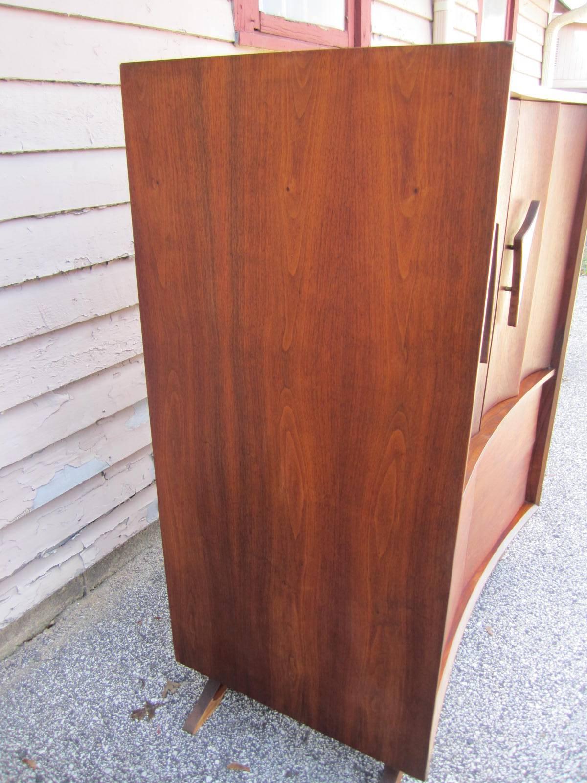 Fabulous Sculptural Walnut Tall Dresser Mid-Century Modern For Sale 2